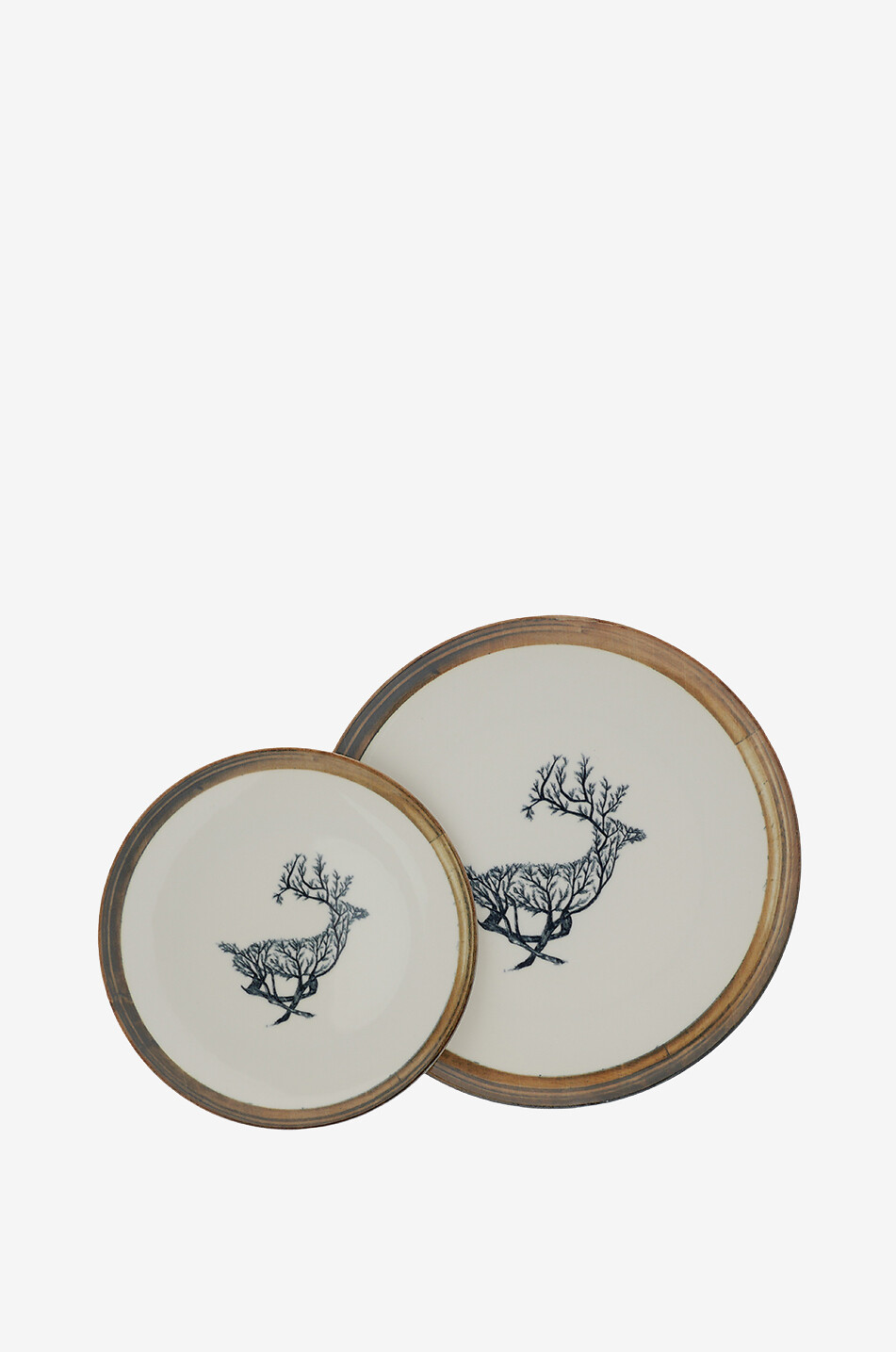 JF. THE REBORN HOME Assiette plate Tree Deer Maison BLANC 2