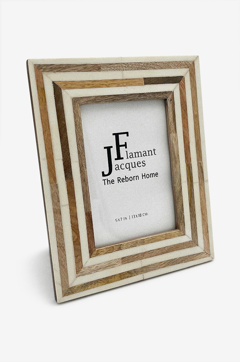 JF. THE REBORN HOME Cadre photo en bois et résine Triple Line Maison BEIGE 1