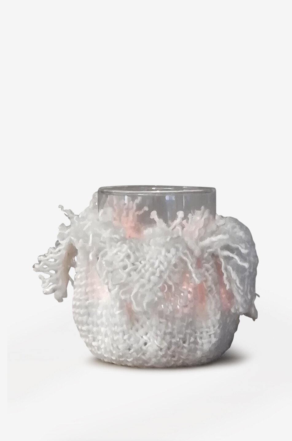 Photophore en verre et tissu Huricane White Jacket SM