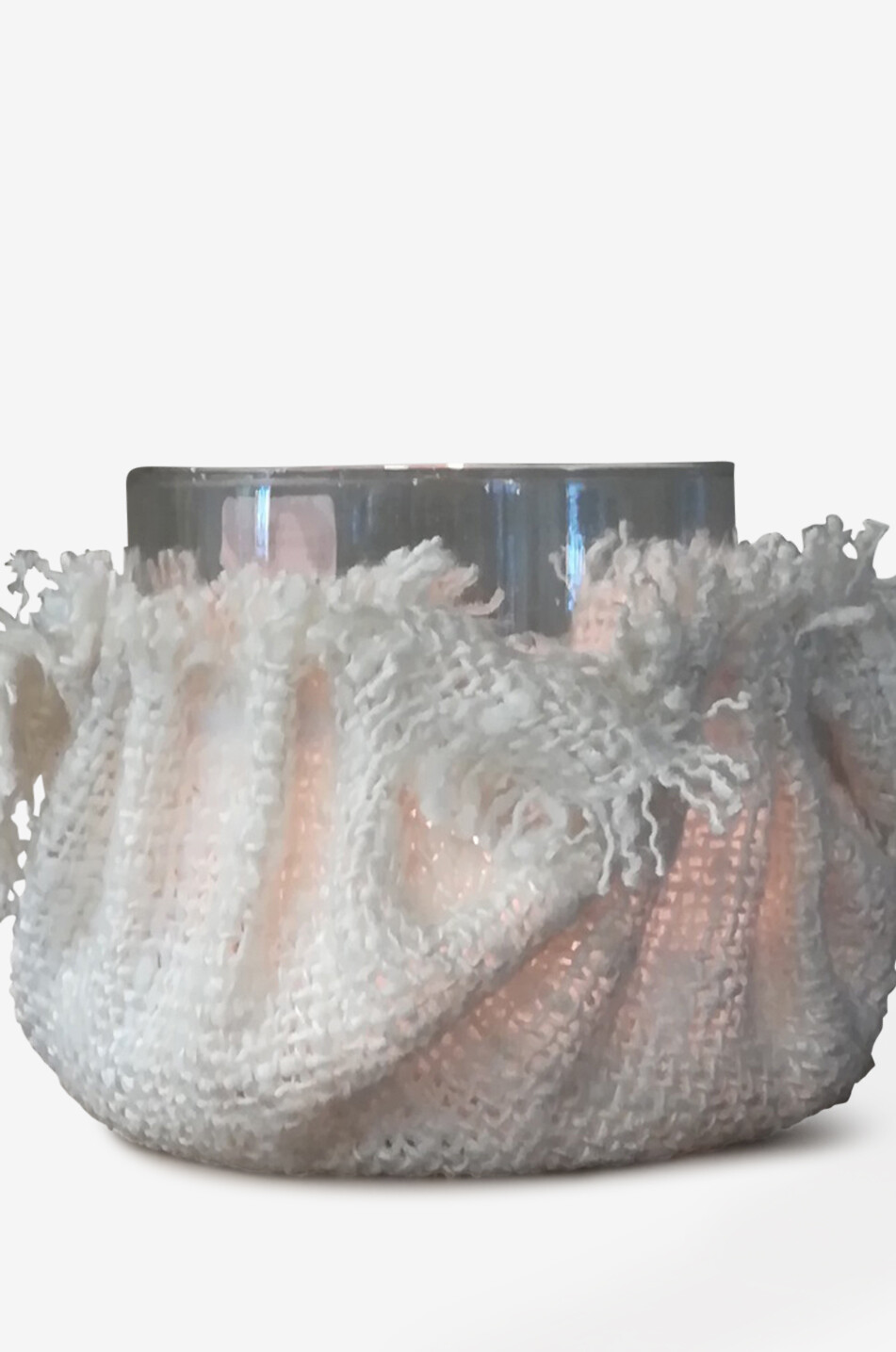 Huricane White Jacket GM glass and fabric candle jar