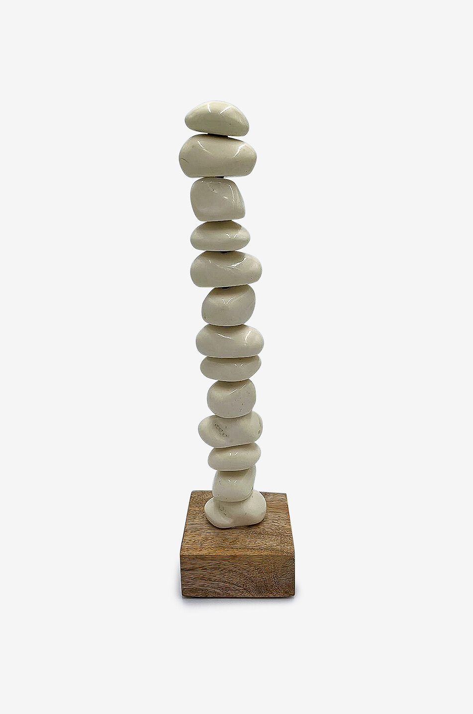 Objet décoratif en bois et résine Obelisk Stone White GM