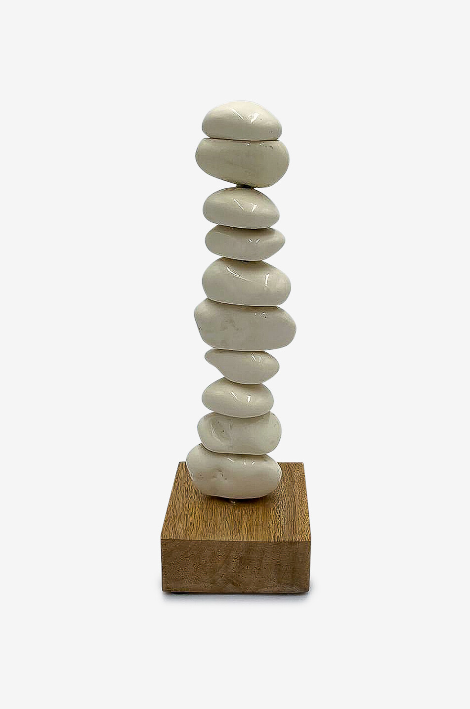 JF. THE REBORN HOME Deko-Objekt aus Holz und Harz Obelisk Stone White SM Haus WEISS 1