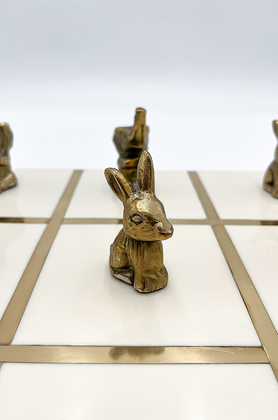 JF. THE REBORN HOME Tic Tac Toe Rabbit & Elephant game board in resin and brass Home MULTI COLOURED 3