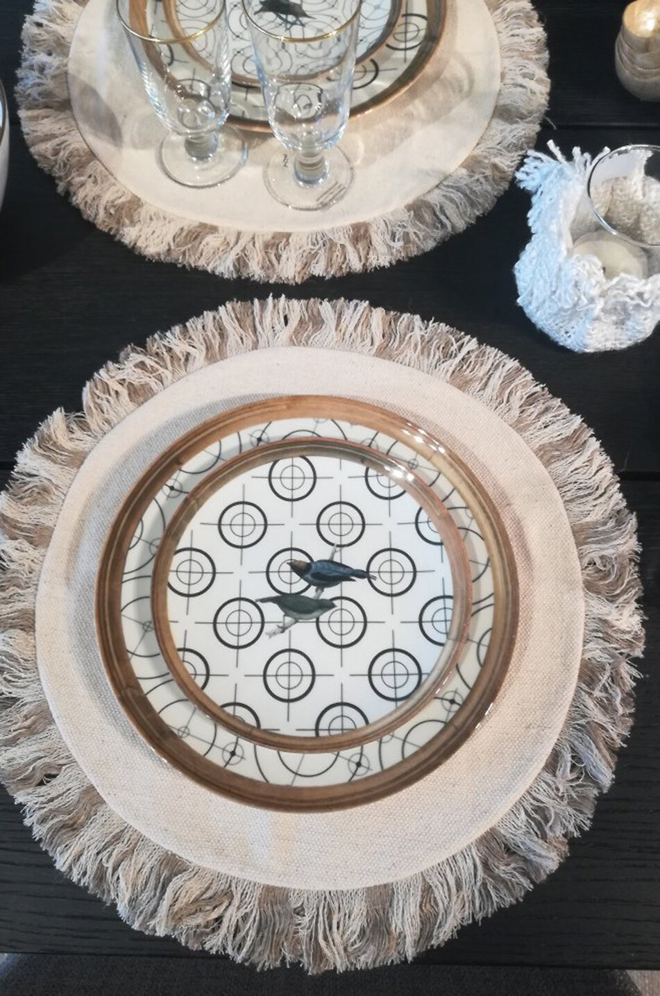 JF. THE REBORN HOME Rundes Tischset mit Fransen Haus BEIGE 4