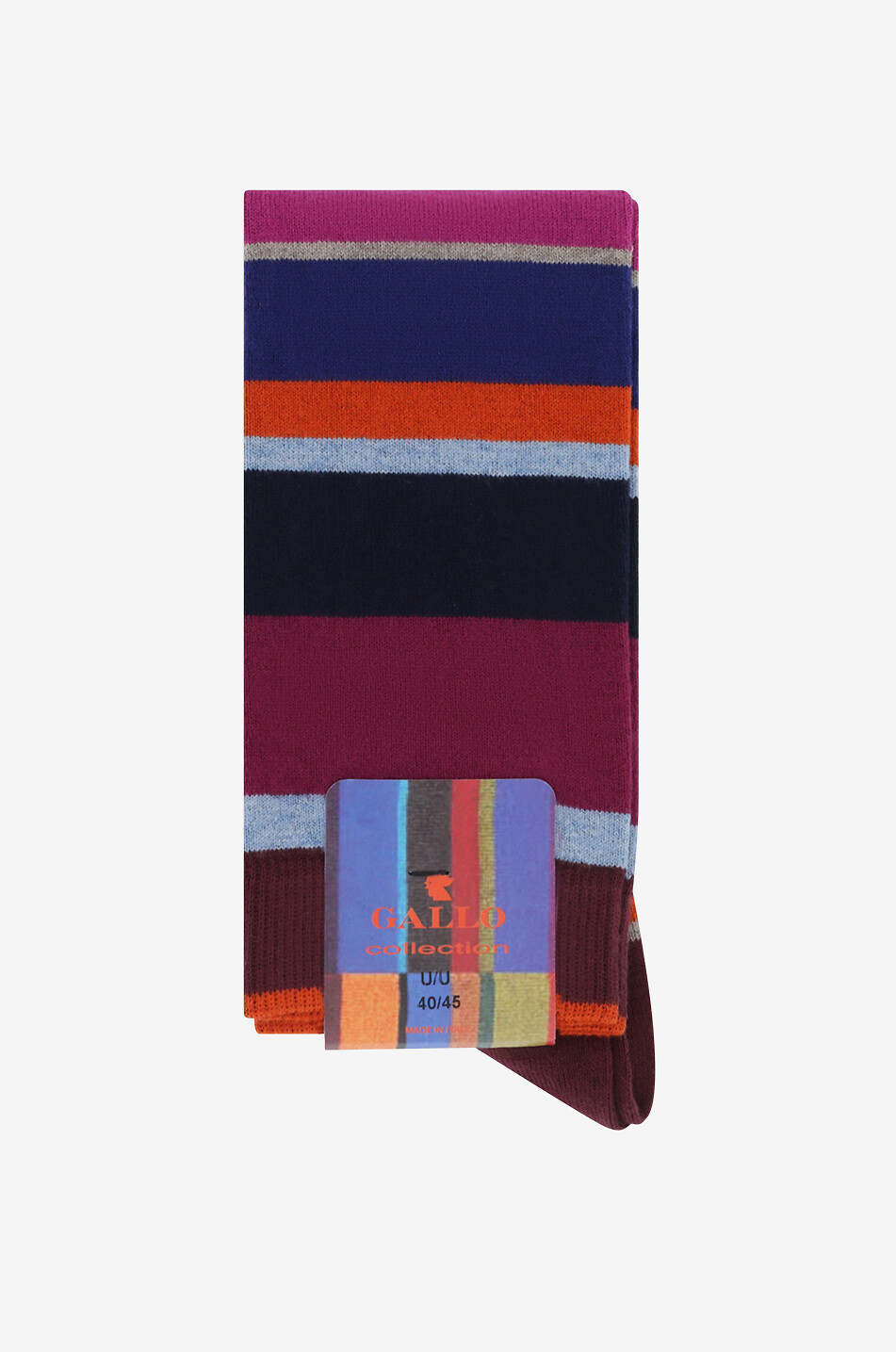 GALLO Striped cotton long socks Men DARK RED 1