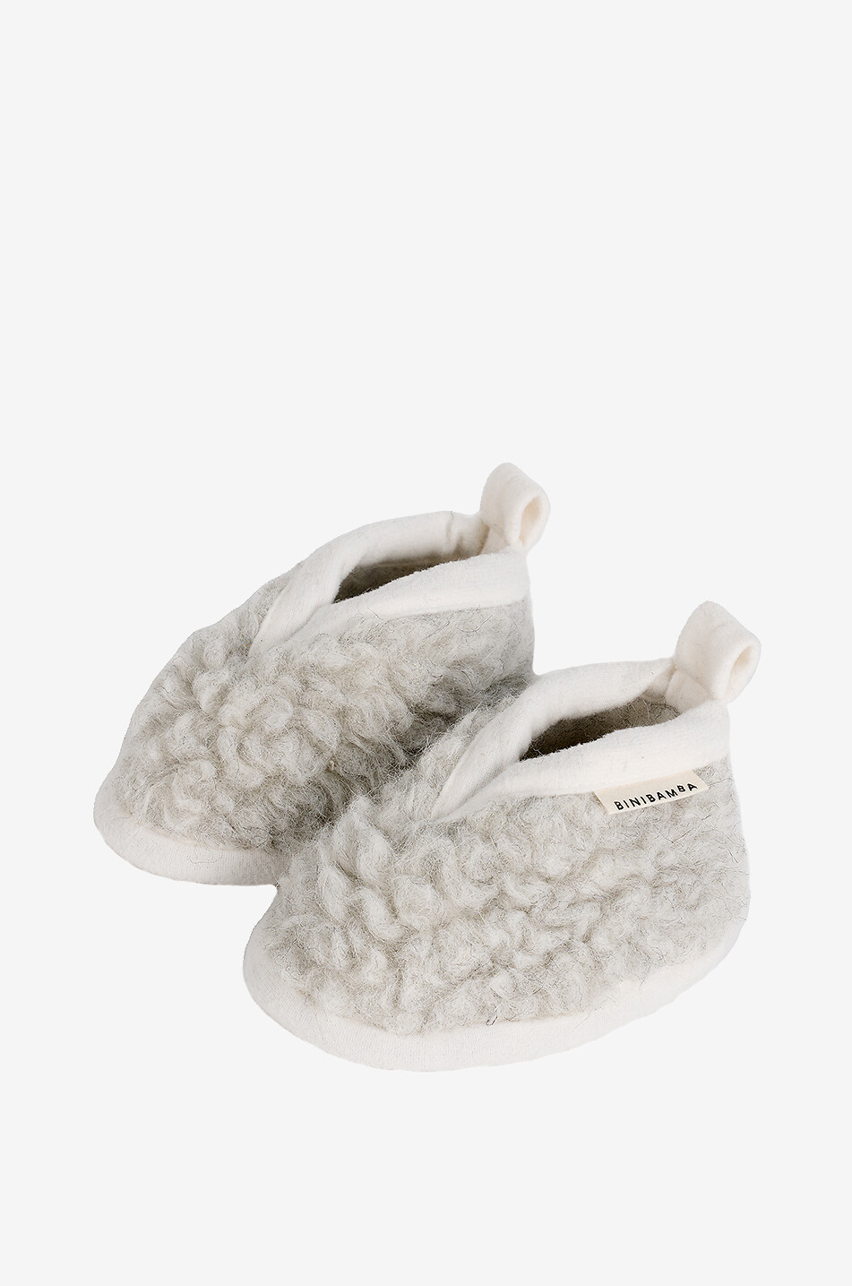 BINIBAMBA Baby-Pantoffeln aus Wildleder und Wolle  Cloud Booties Baby HELLGRAU 1