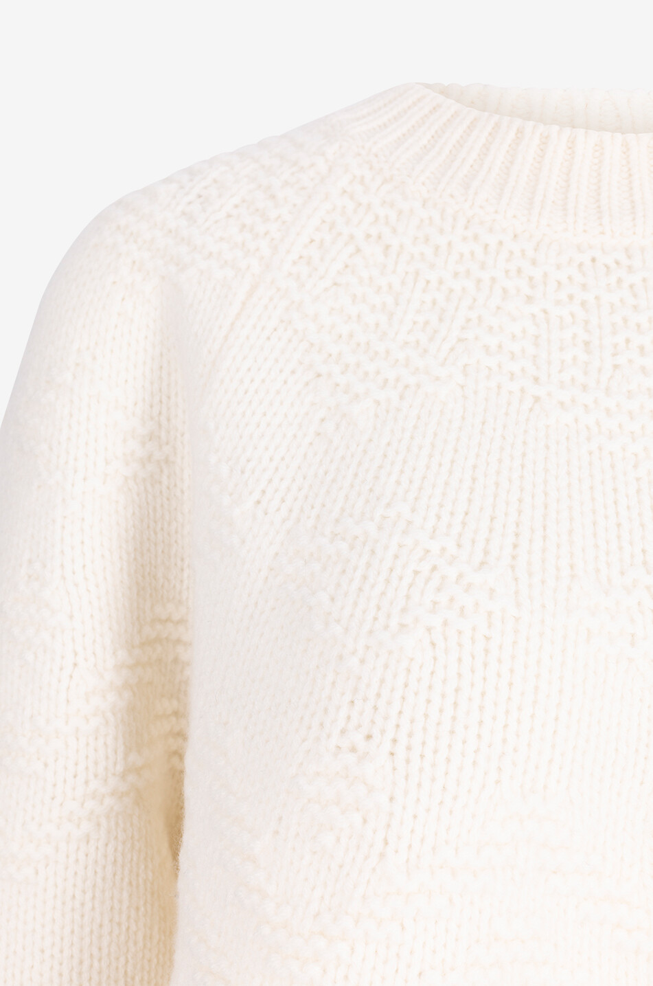 VINCE Pull à col rond en laine motif losanges Femme BLANC CASSE 3