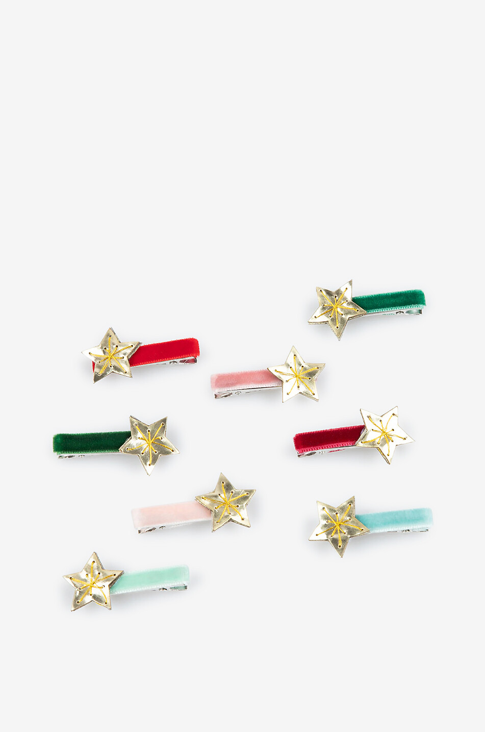 MERI MERI Gold Star 8 girls' velvet-adorned hair clips Baby Colourless 2