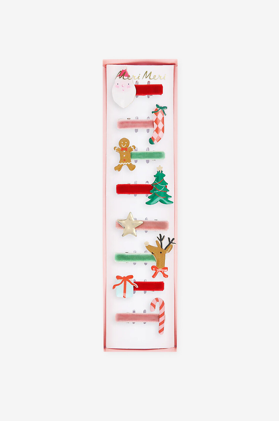 Jolly Christmas 8 girls' velvet-adorned hair clips