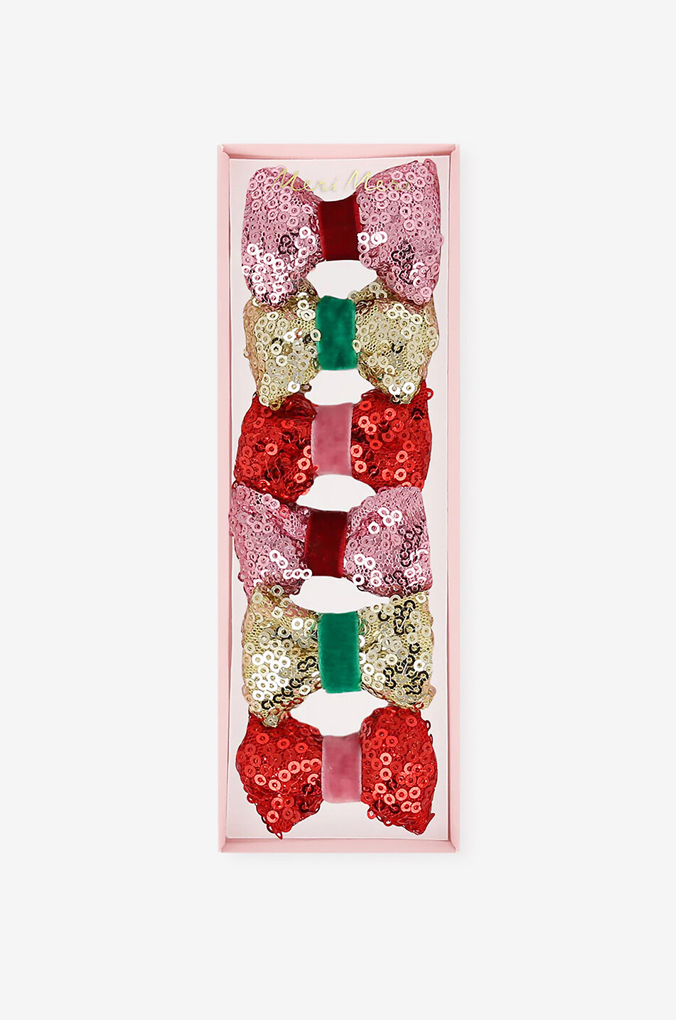 MERI MERI 6 Mädchen-Haarspangen Sequin & Velvet Mini Bow Baby Farblos 1