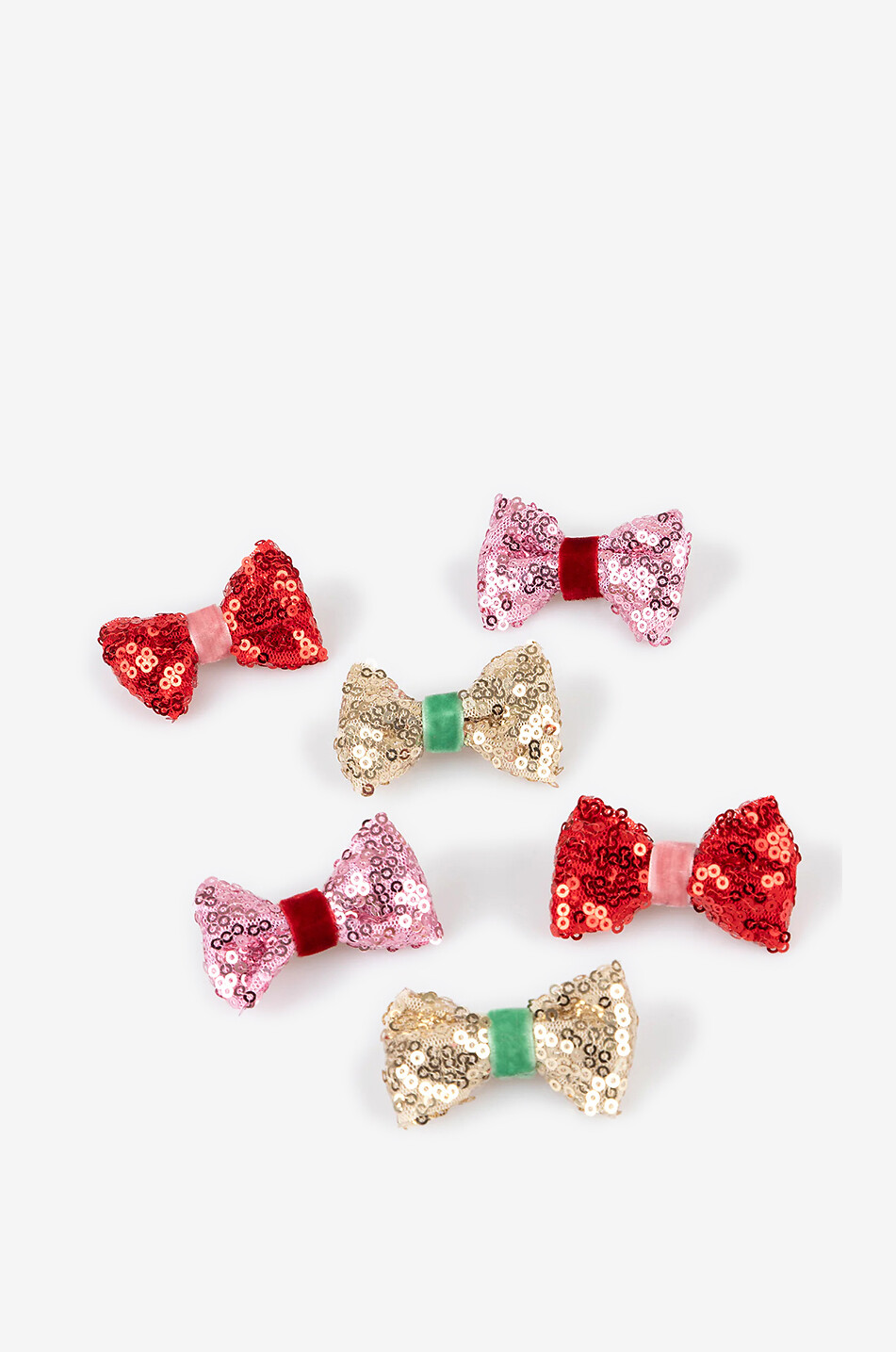 MERI MERI 6 Mädchen-Haarspangen Sequin & Velvet Mini Bow Baby Farblos 2