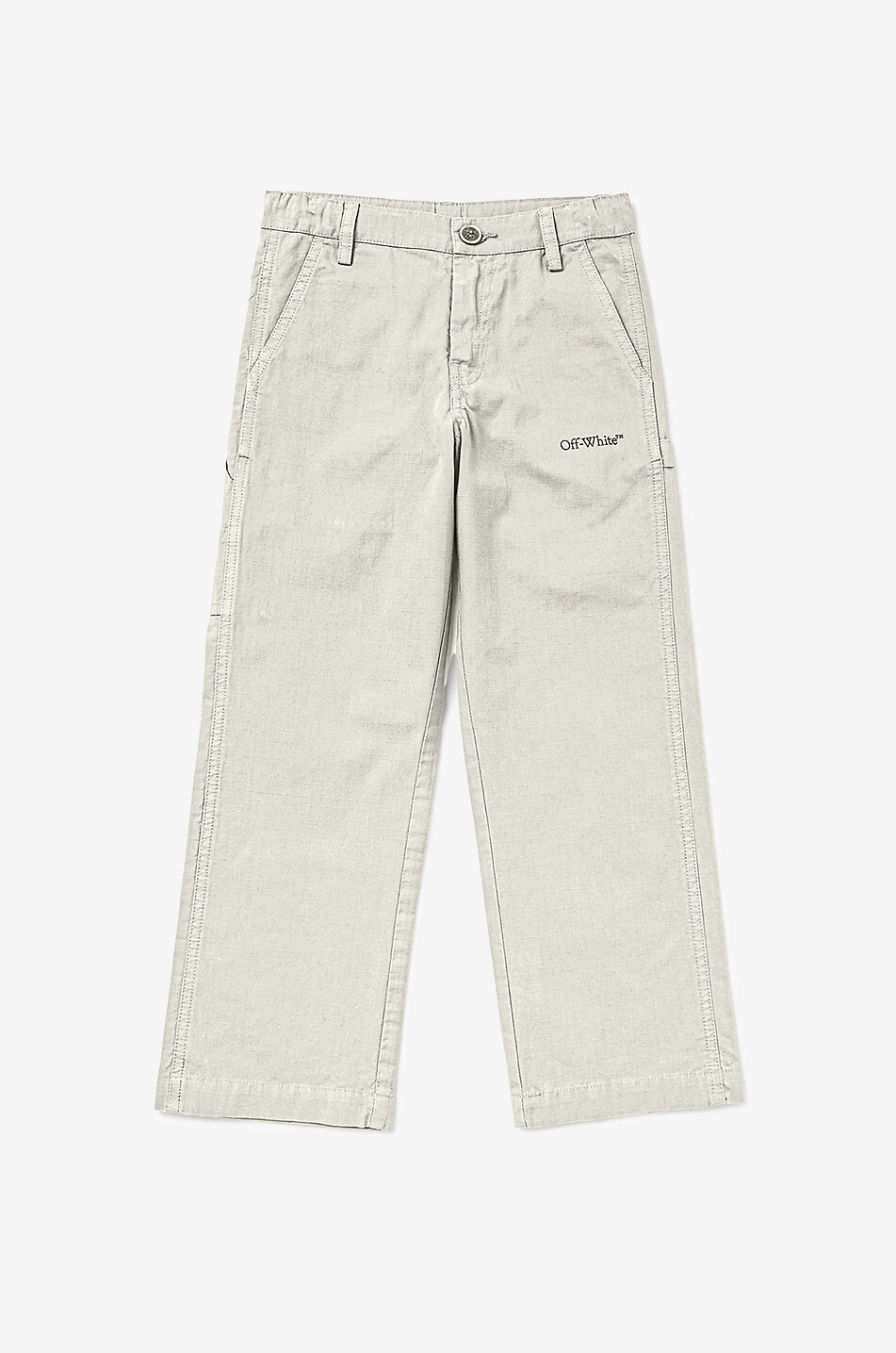 OFF WHITE Pantalon droit en coton garçon Bookish Diag Garçon BLANC CASSE 1