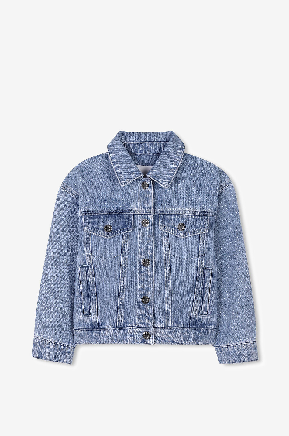 Ausgewaschene Mädchen-Jeansjacke mit Strass