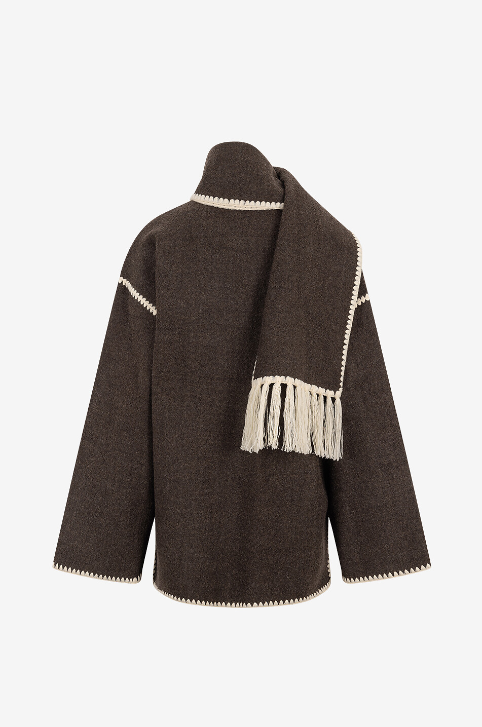 TOTEME Scarf Coat wool short coat Women DARK BROWN 2