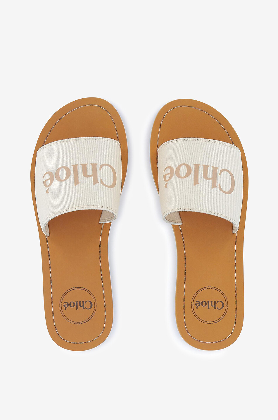 CHLOE Flache Mädchen-Pantoletten aus Stoff Chloé Mädchen CREMEFARBEN 6
