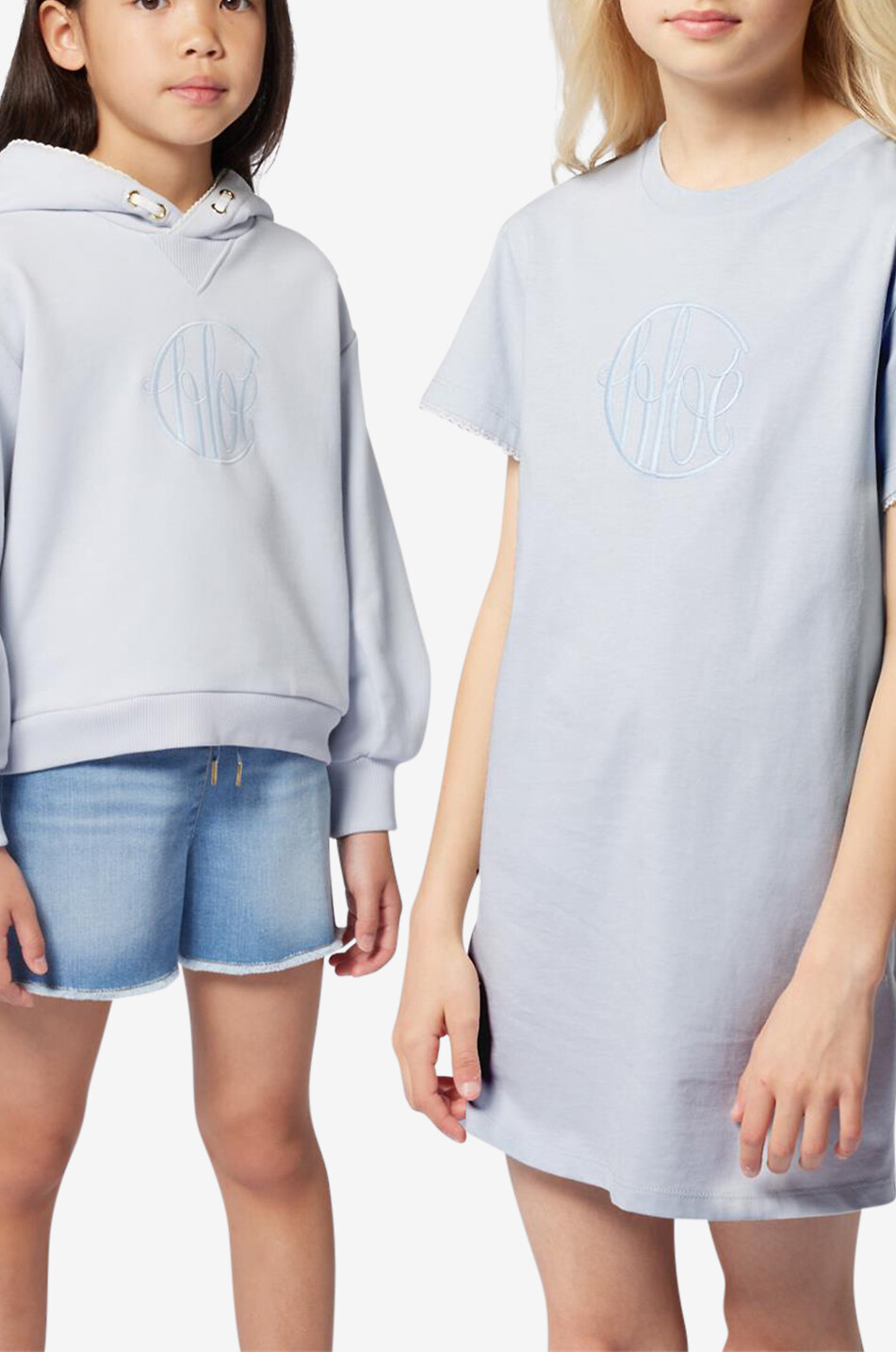 CHLOE Sweat-shirt à capuche festonné fille Chloé Fille BLEU CLAIR 3