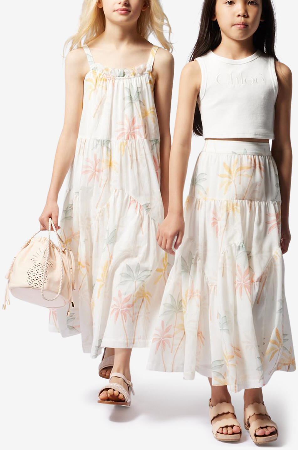 CHLOE Jupe à volants étagée longue fille Palmiers Fille MULTICOLORE 3