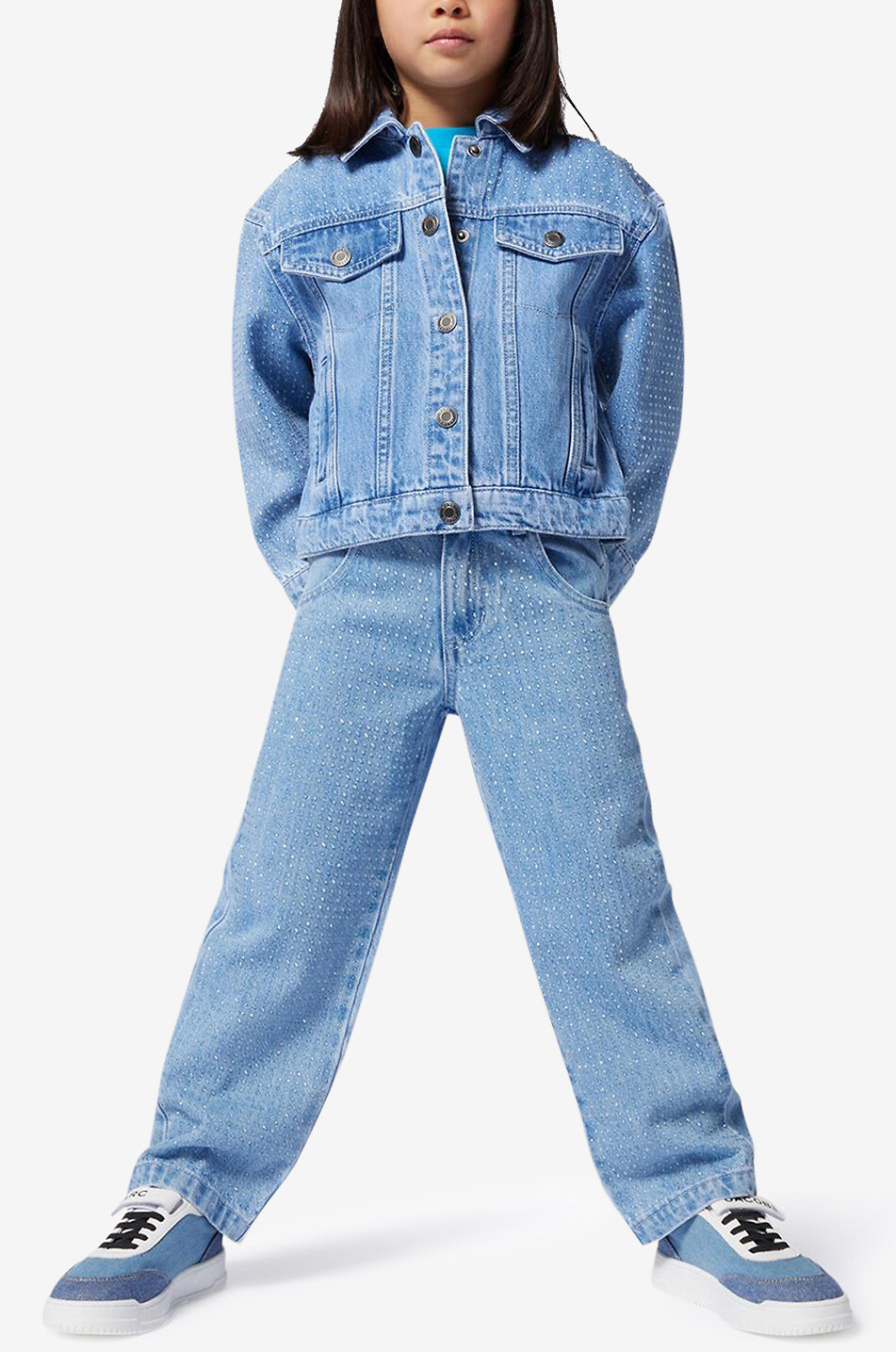 MARC JACOBS Jean large élavé couvert de cristaux fille Fille BLEU 3