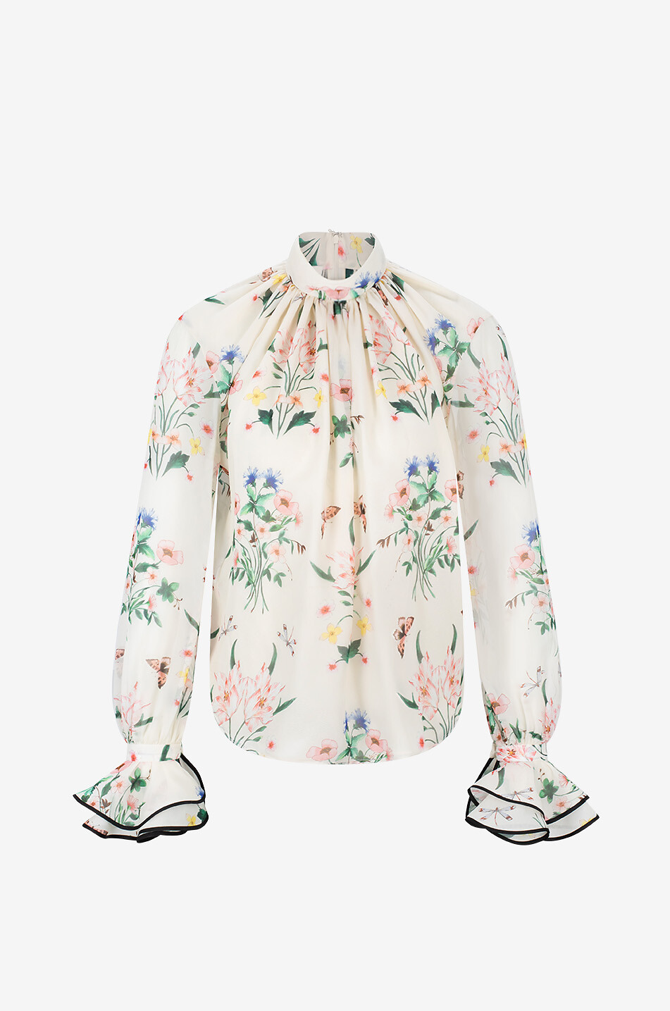 Blouse en georgette de soie Botanical
