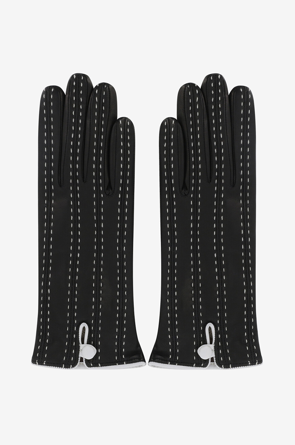 Leather gloves with topstitching