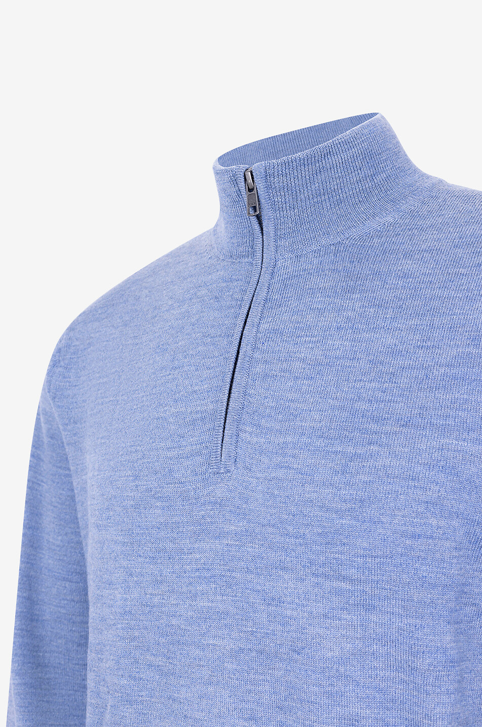 BONGÉNIE Wollpullover mit Stehkragen mit Reissverschluss Herren MITTELBLAU 3