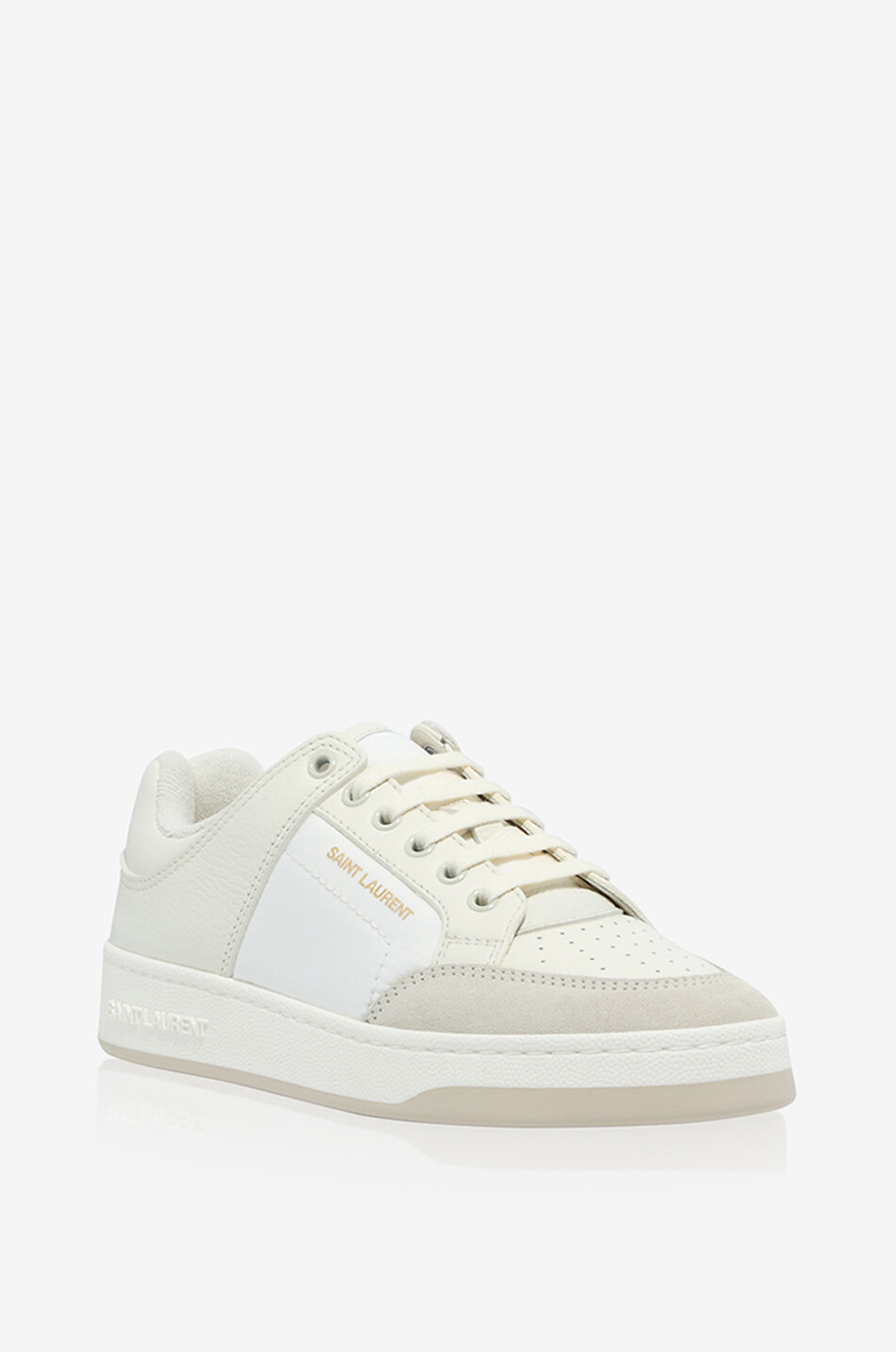 SAINT LAURENT PARIS SL61 low-top nylon and leather sneakers Women WHITE 1