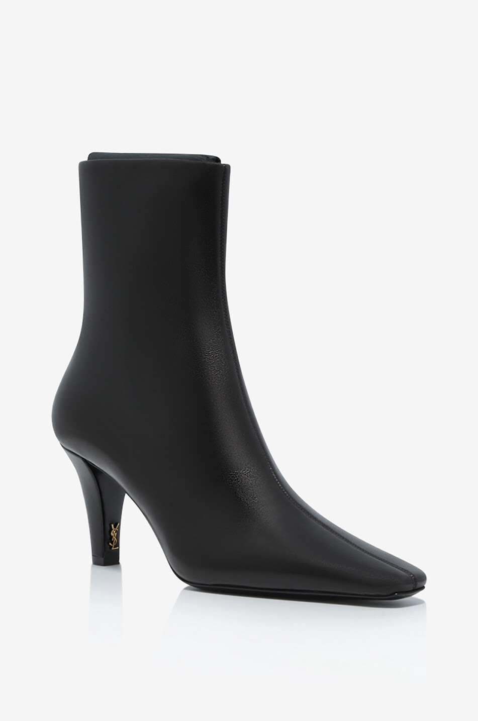 SAINT LAURENT PARIS Jill 75 smooth leather heeled square-toe ankle boots Women BLACK 1