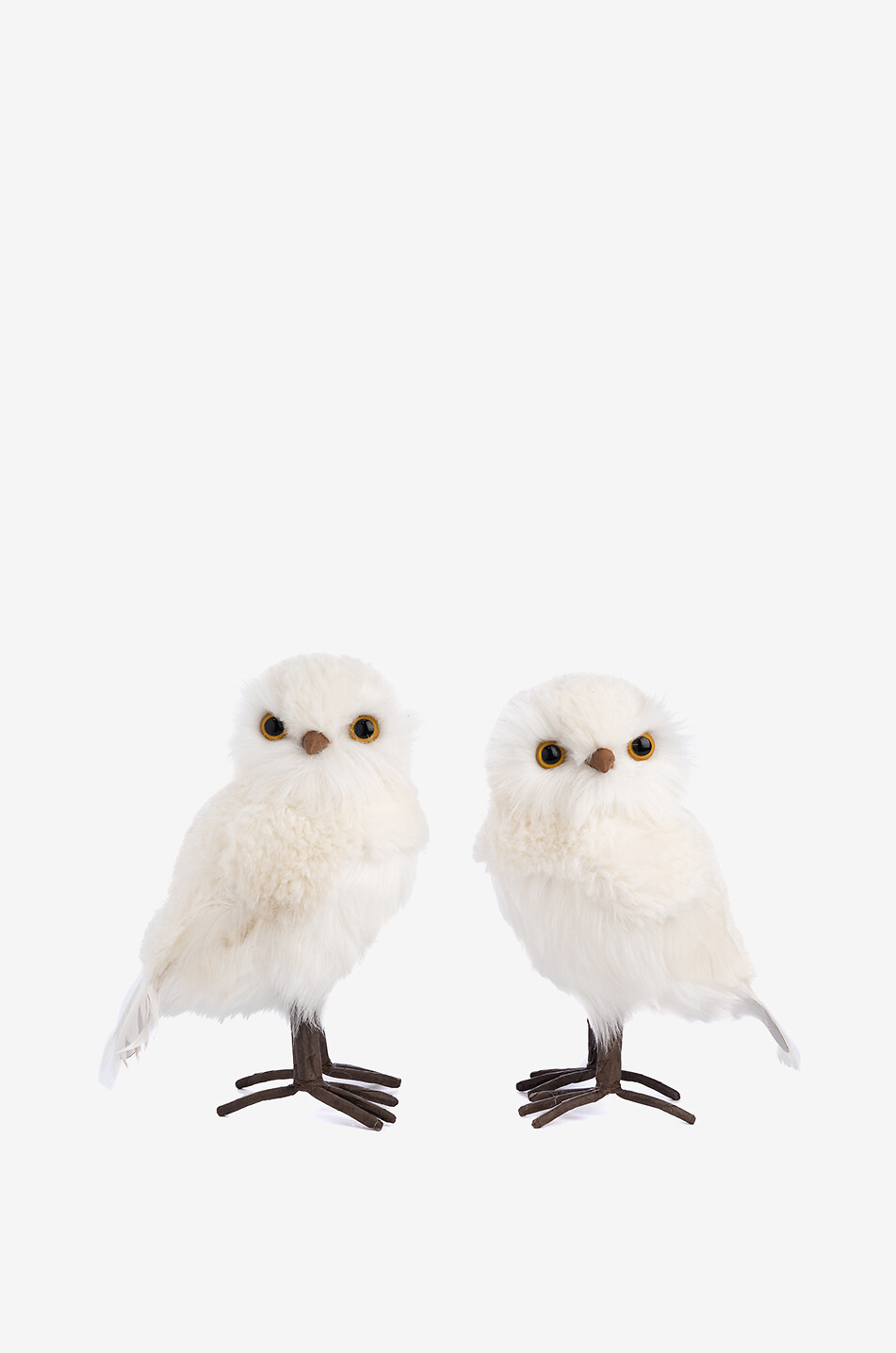 Set of 2 table-top snowy owls - H22