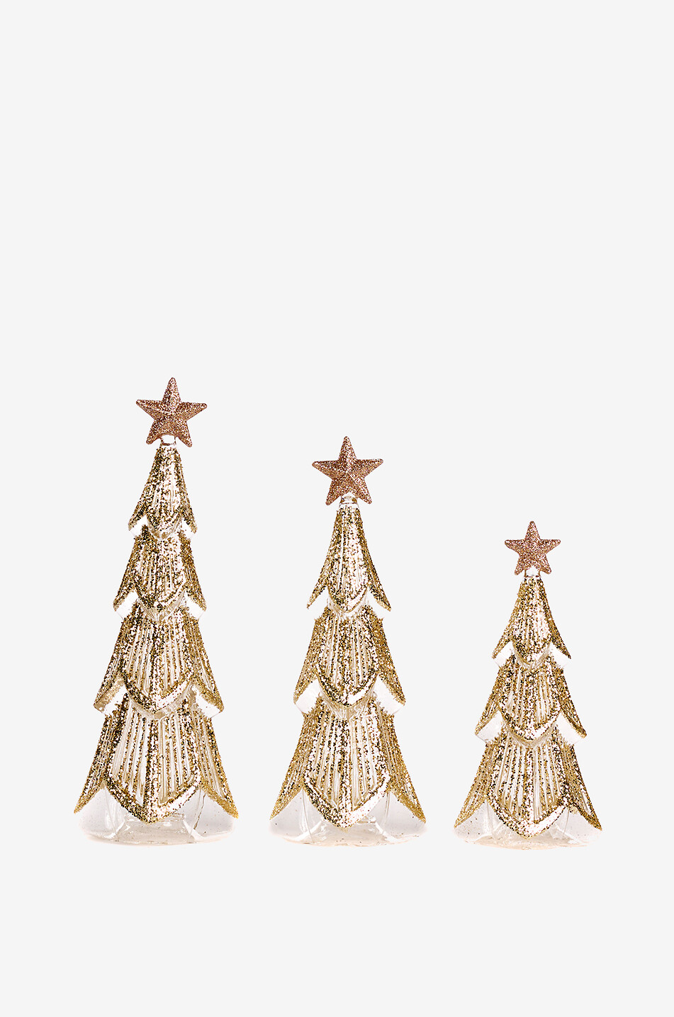 Lot de 3 sapins dorés en verre Star