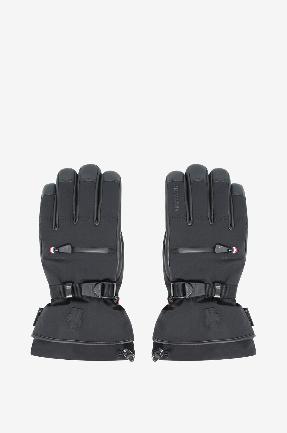 Nylon and leather padded ski gloves