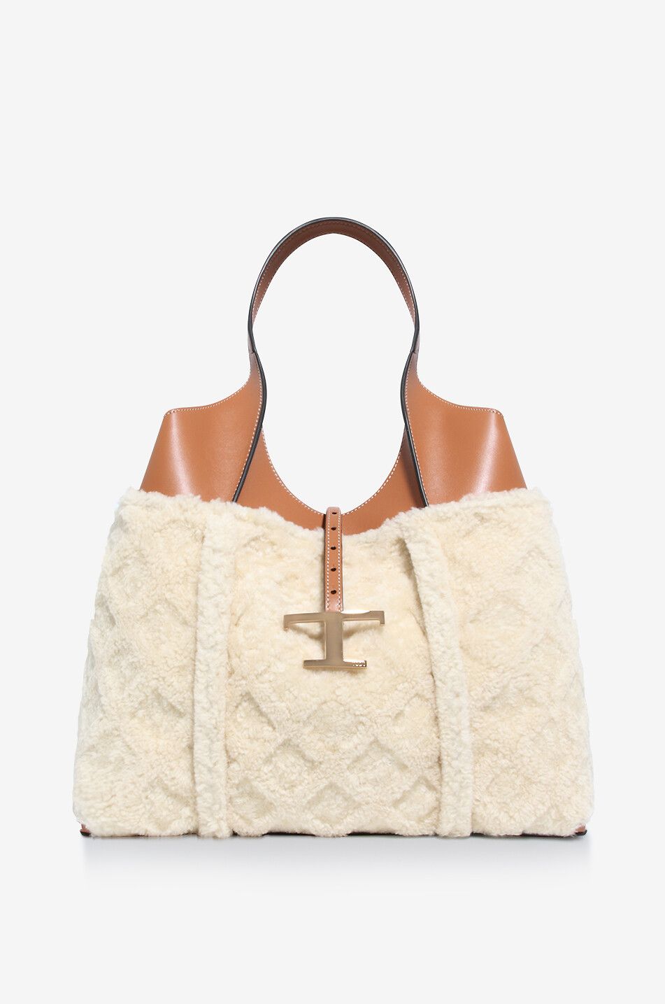 Sac cabas en cuir et peau lainée T Timeless Medium