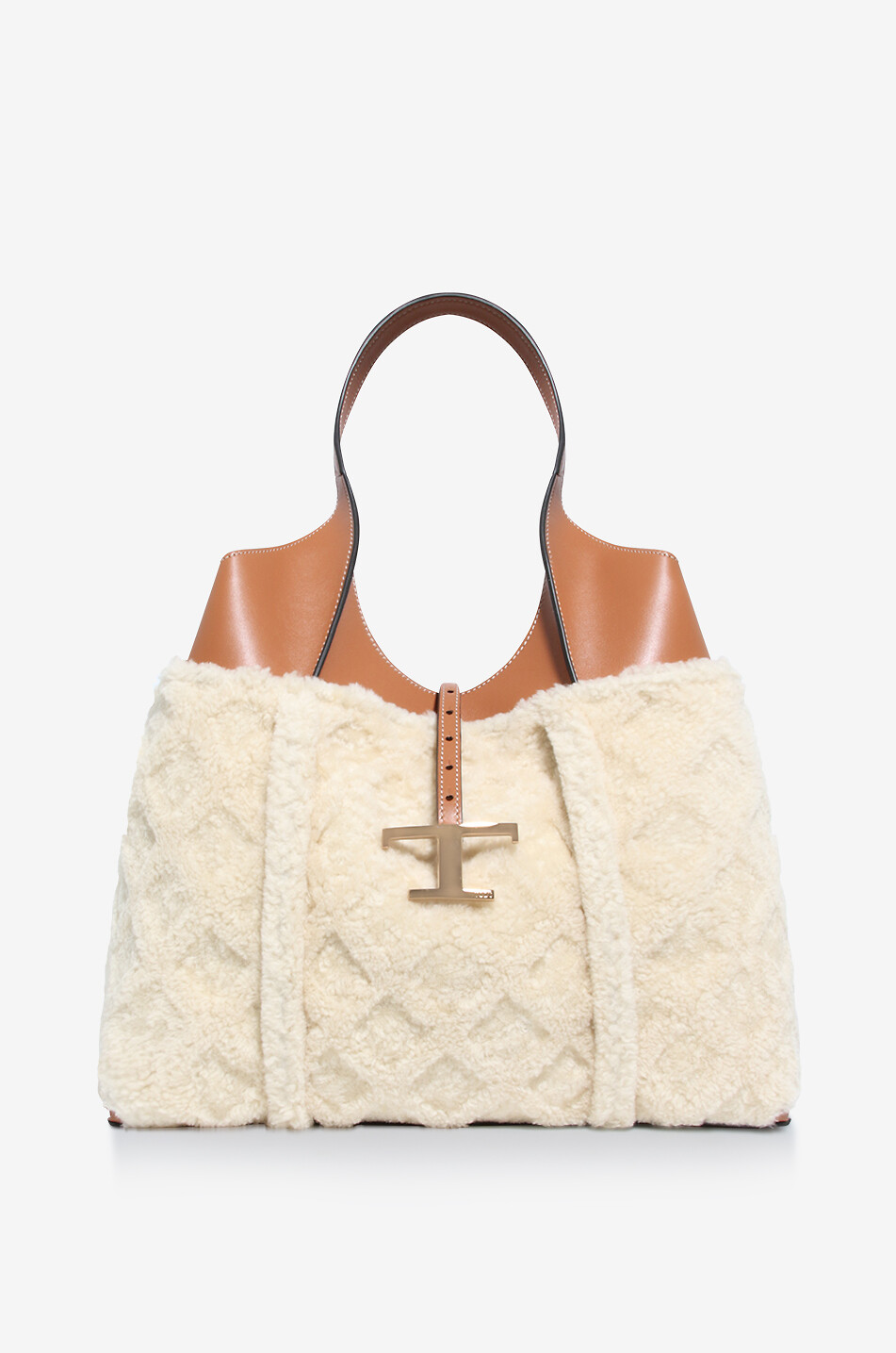 Shopper aus Leder und Shearling T Timeless Medium
