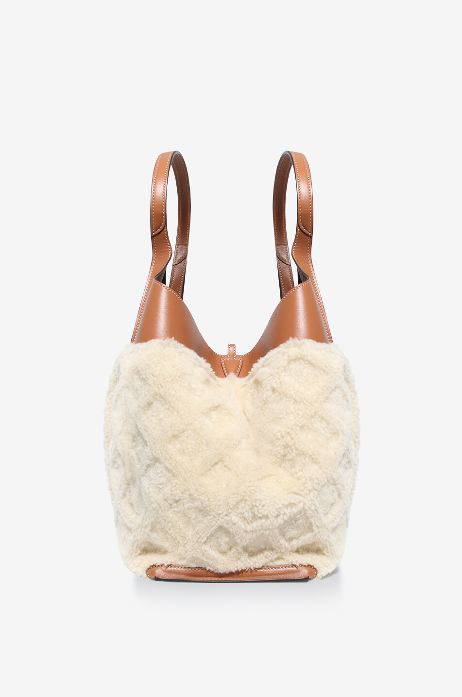 Shopper aus Leder und Shearling T Timeless Medium