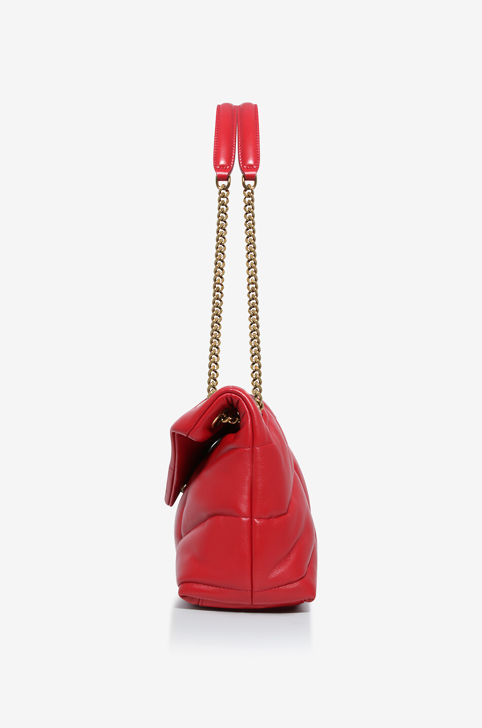SAINT LAURENT PARIS Sac porté épaule en cuir d'agneau matelassé Puffer Small Femme ROUGE 4