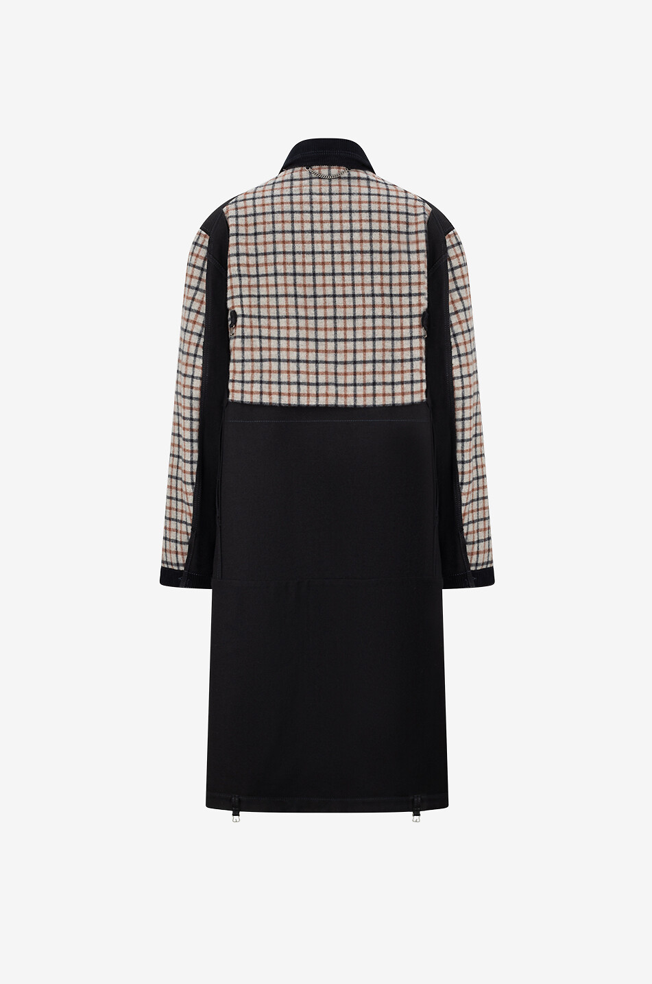 Veste convertible en manteau et réversible en gabardine et flanelle