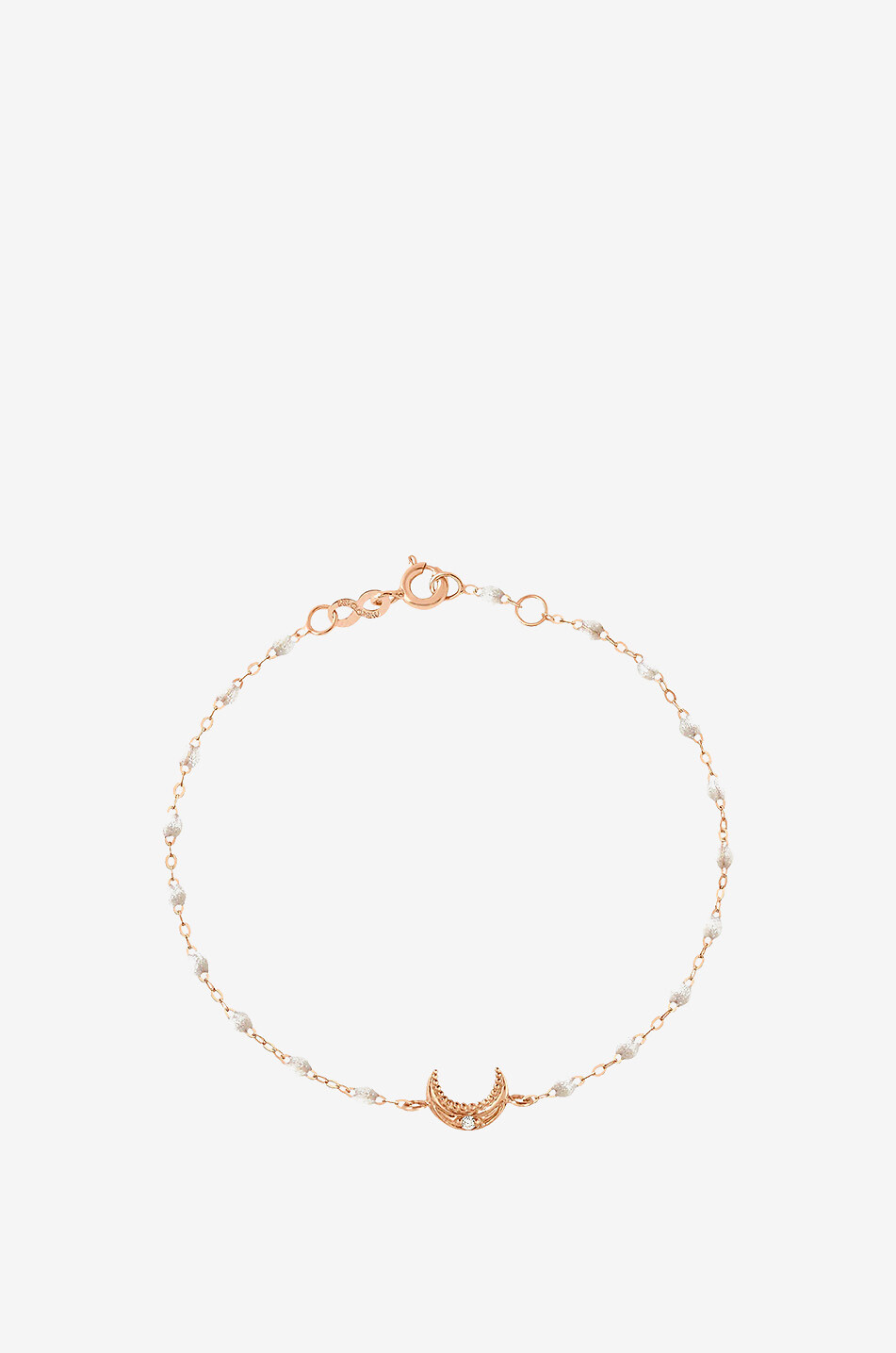 Roségold-Armband mit Harzperlen und Diamant Lune Opale - 17 cm