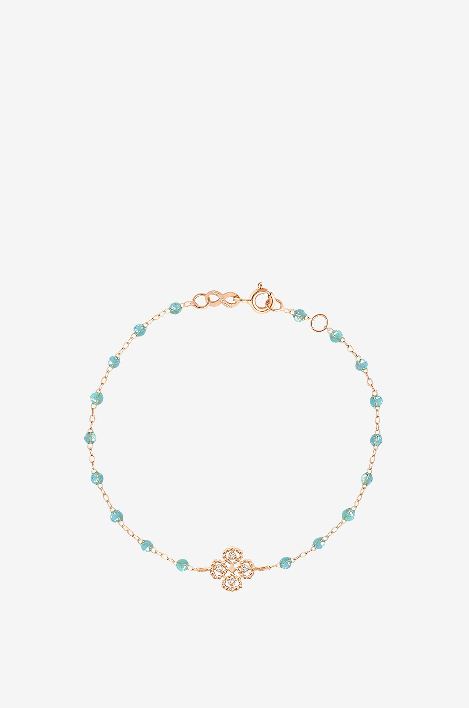GIGI CLOZEAU Lucky Trèfle Aqua pink gold and resin bracelet with diamonds - 17 cm Women LIGHT BLUE 1
