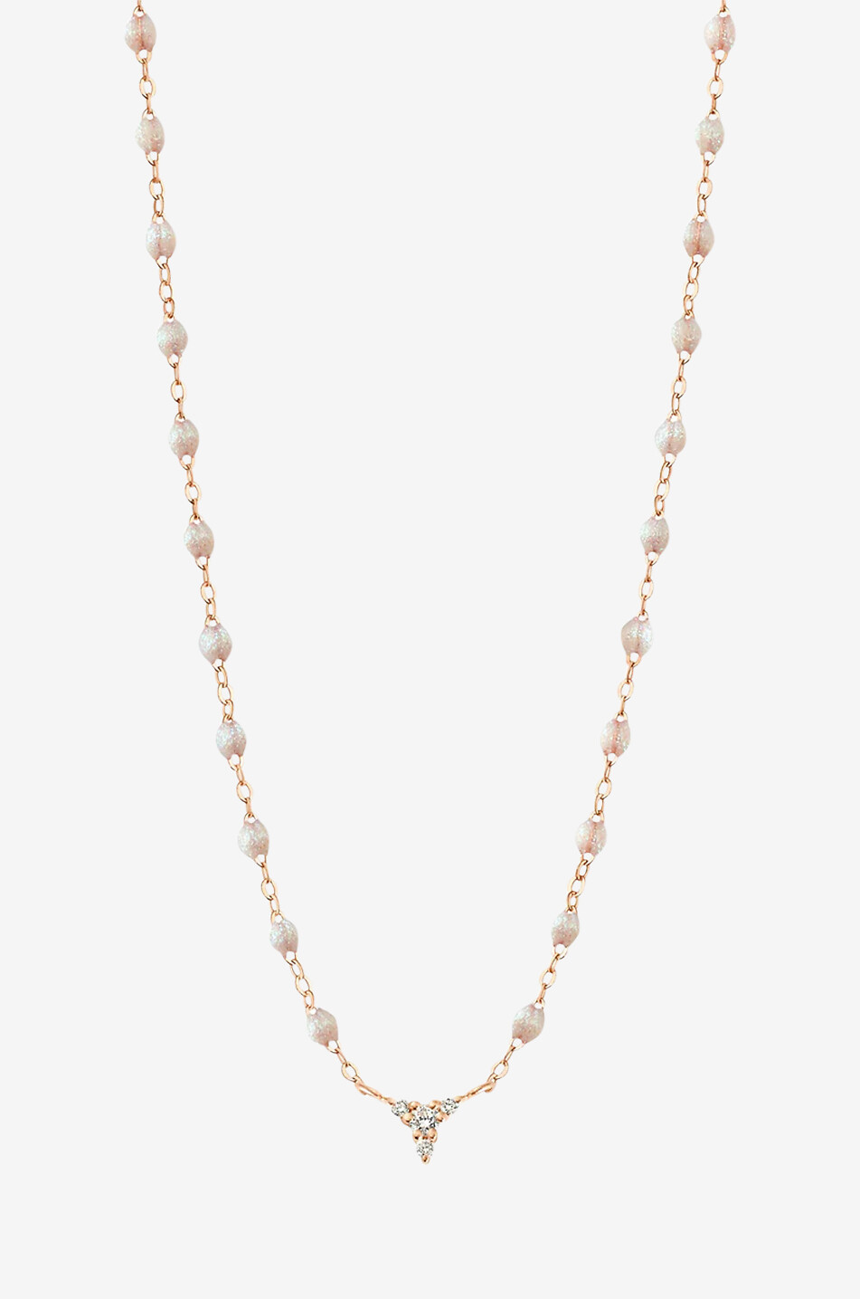 Collier en or rose à perles de résine et diamants Petit Kosmos Opale - 42 cm