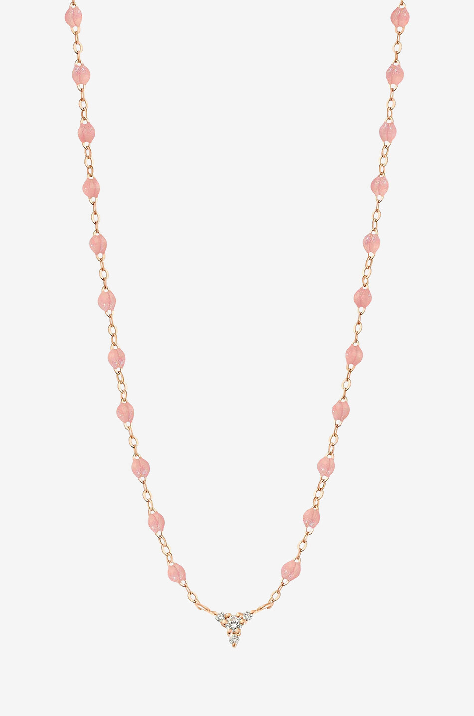 Roségold-Halskette mit Harzperlen und Diamanten Petit Kosmos Blush - 42 cm