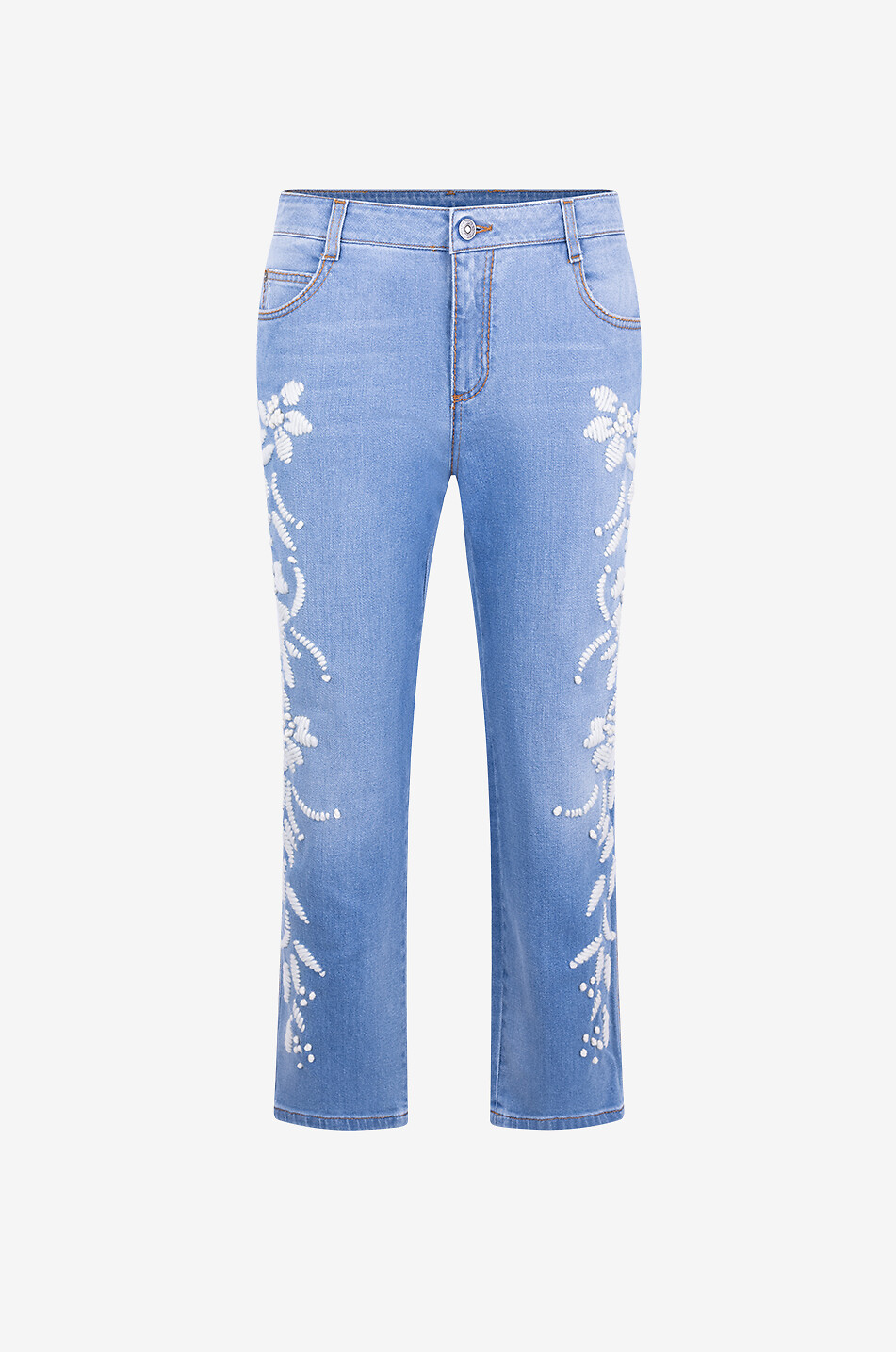 ERMANNO SCERVINO Embroidered faded distressed boyfriend jeans Women LIGHT BLUE 1