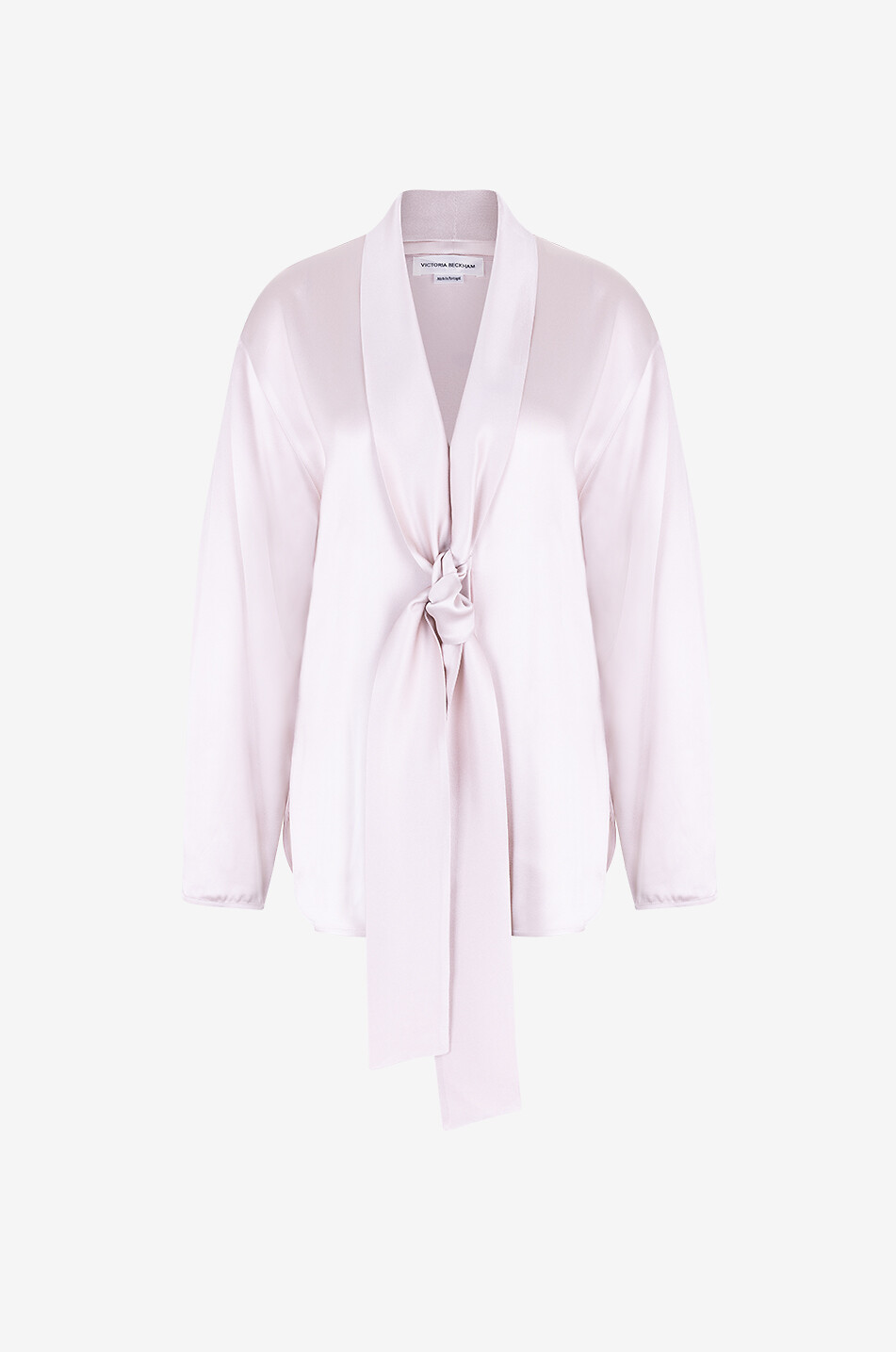 Satinbluse mit V-Ausschnitt und Schalkragen