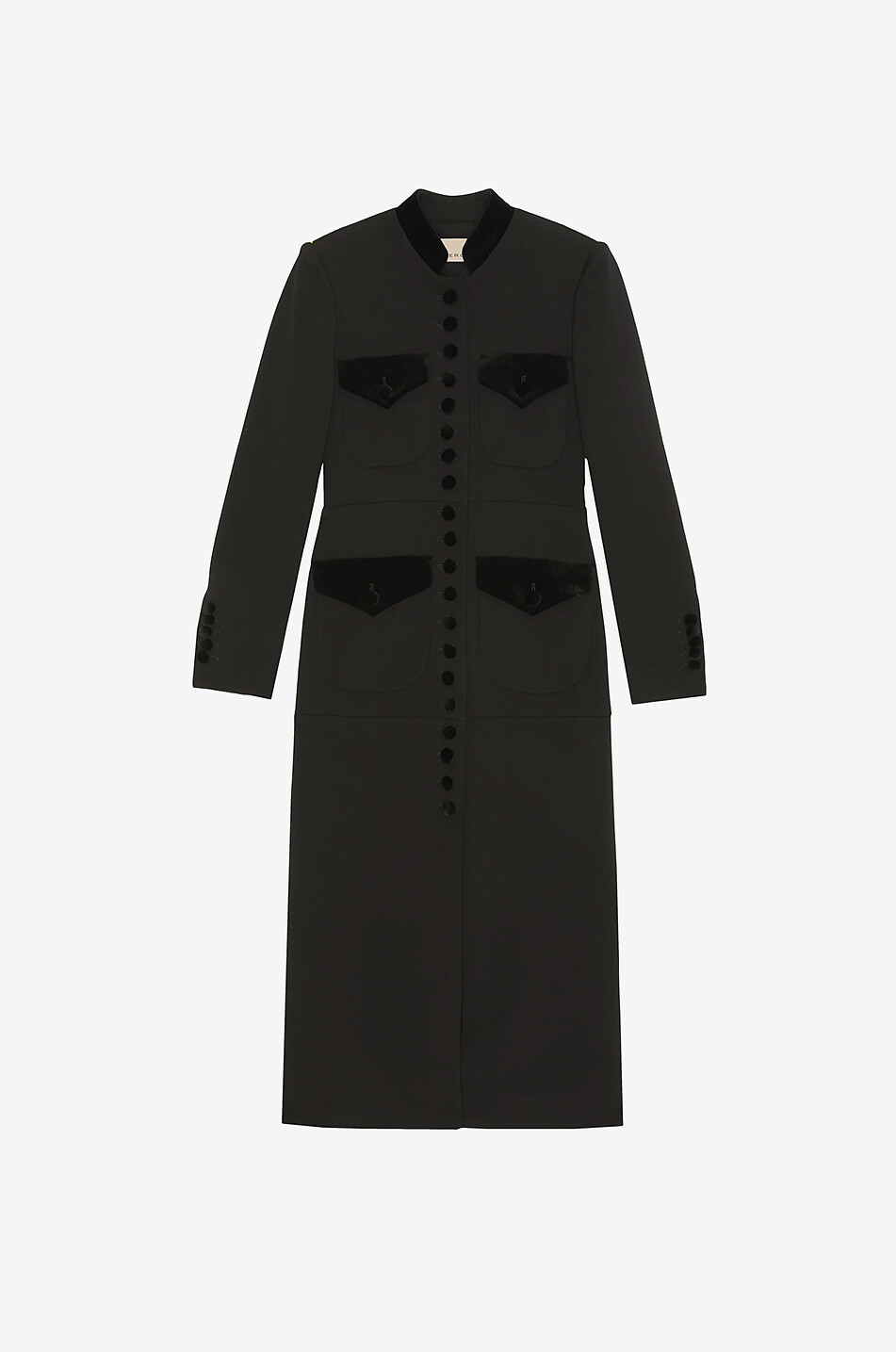 Imperial long fitted wool and velvet coat