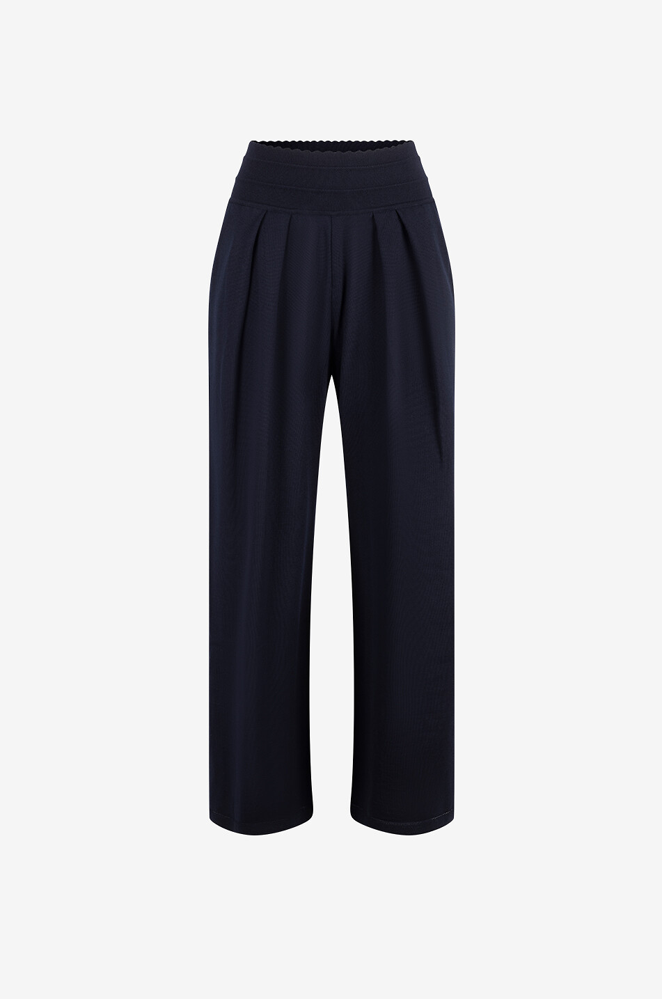 MOLLI Pantalon à pinces large en maille Lauren2 Femme BLEU FONCE 1