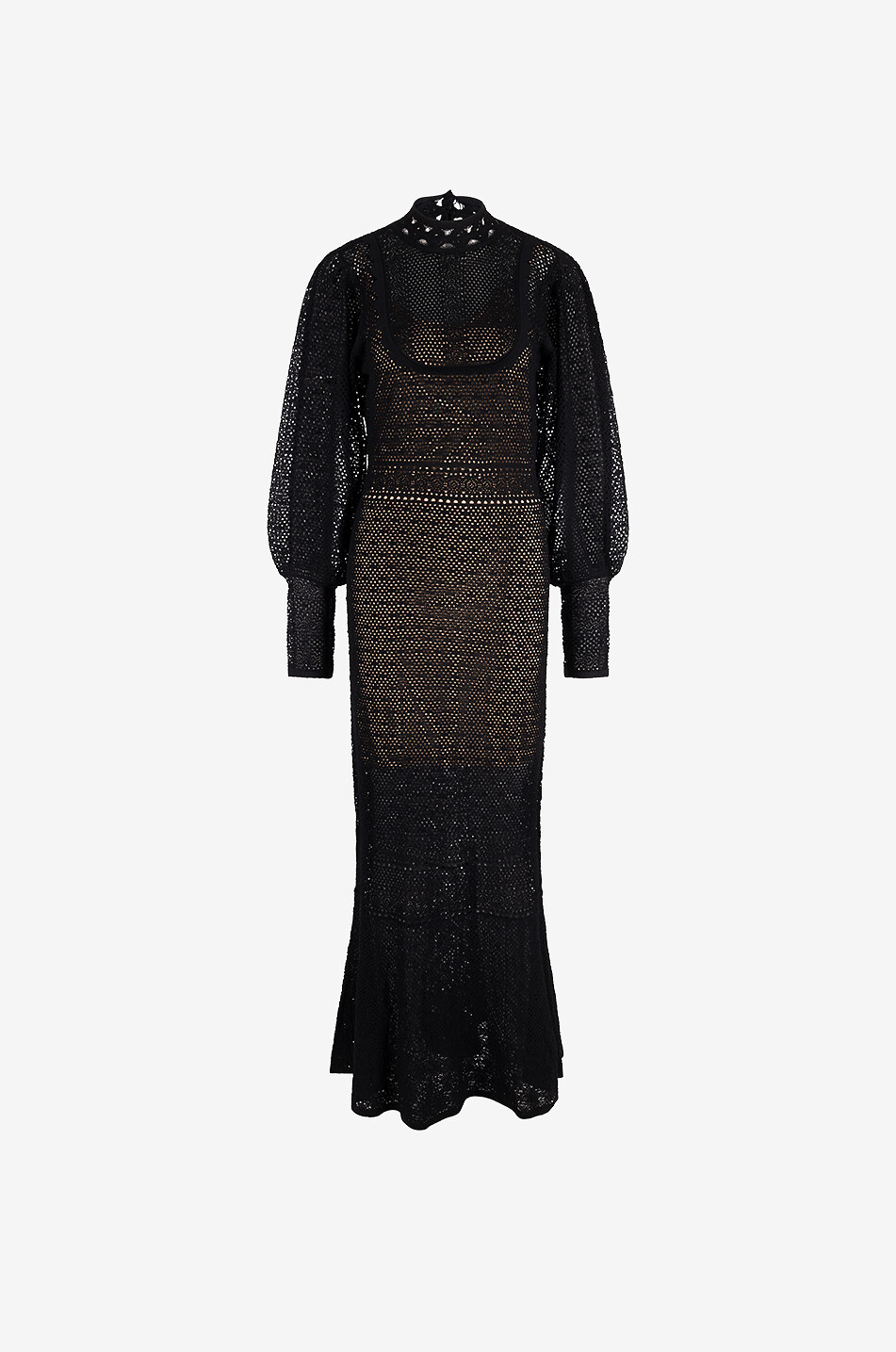 Fishnet mesh long dress