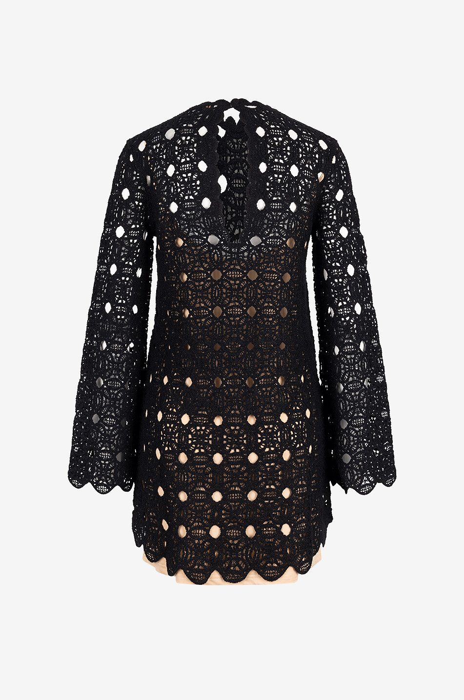 TWINSET Crochet lace short dress Women BLACK 2