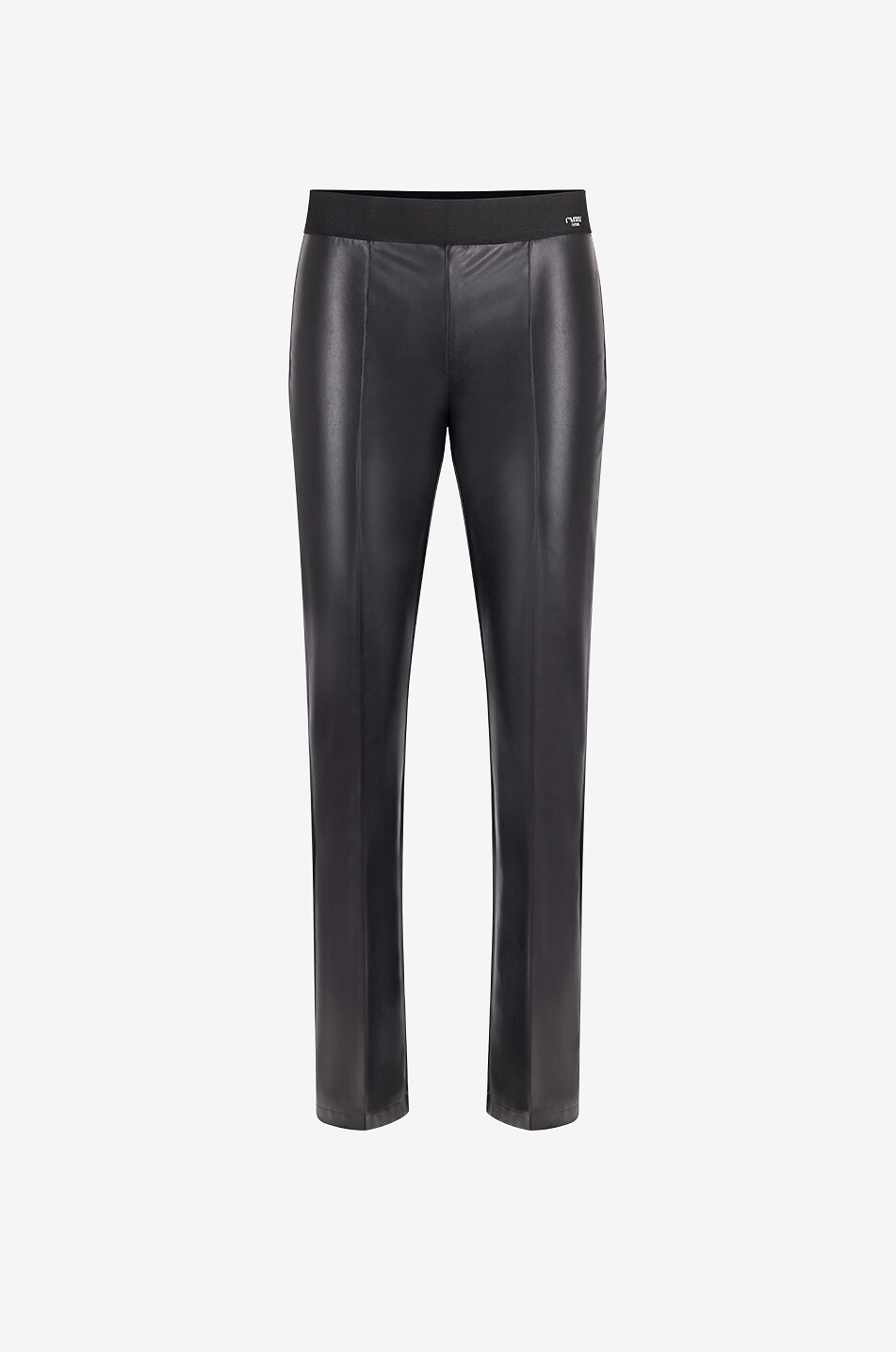 Slim-Fit Hose aus Kunstleder Flower