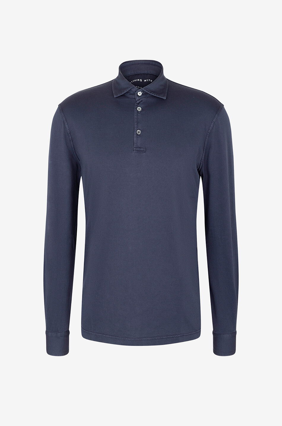 FEDELI Zero Giza cotton long-sleeved polo shirt Men DARK BLUE 1