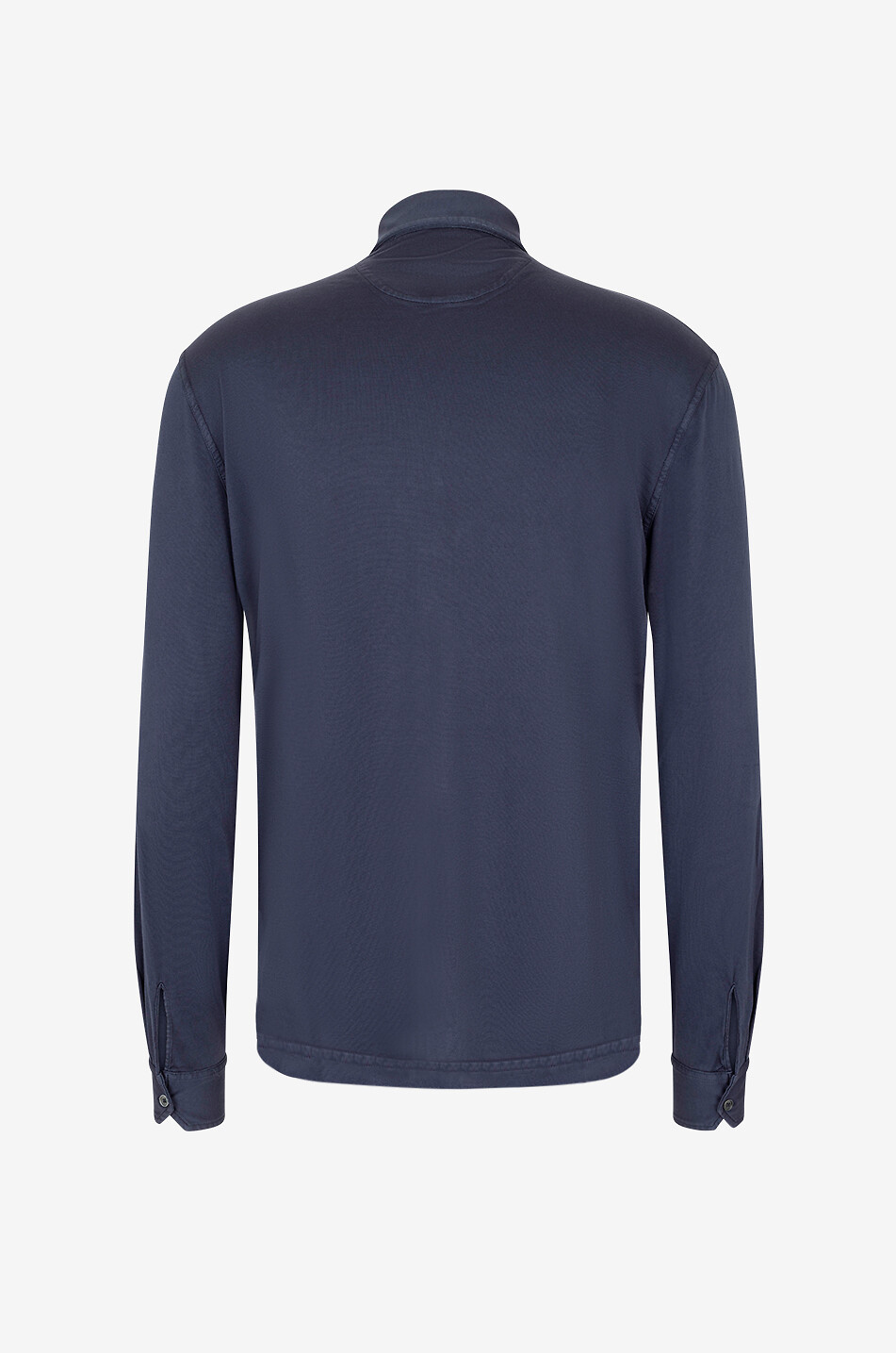 FEDELI Zero Giza cotton long-sleeved polo shirt Men DARK BLUE 2