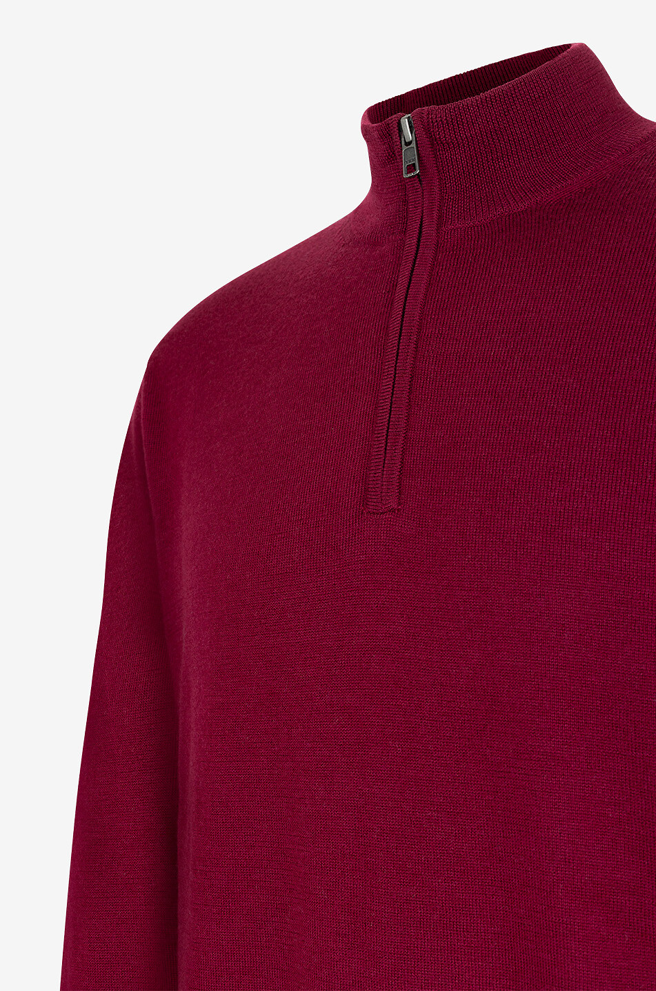 BONGÉNIE Pull à col montant zippé en laine Homme ROUGE FONCÉ 3