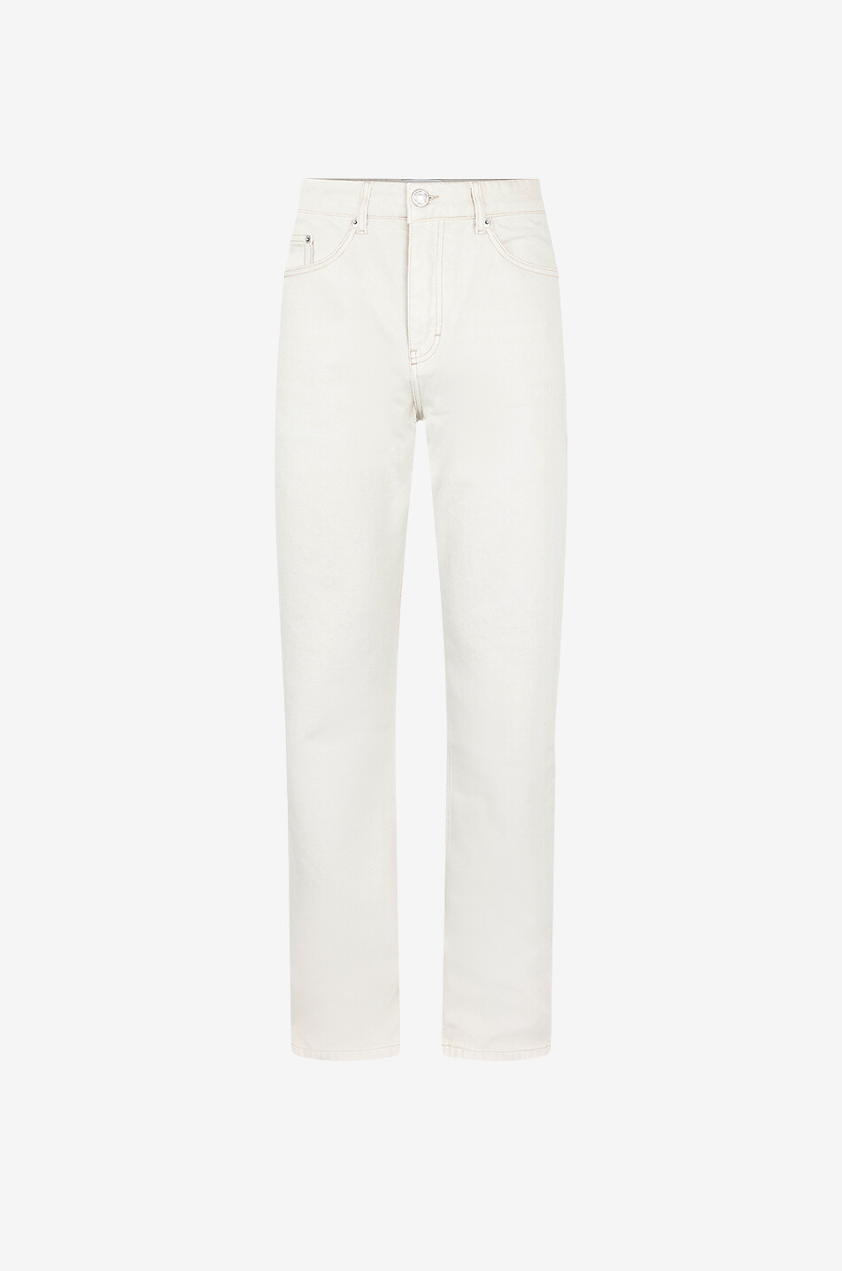 Cotton straight-leg faded jeans